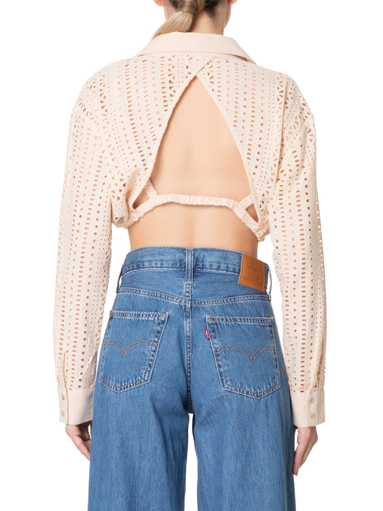 Camisa Feminina Cropped Em Laise Bege Market 33
