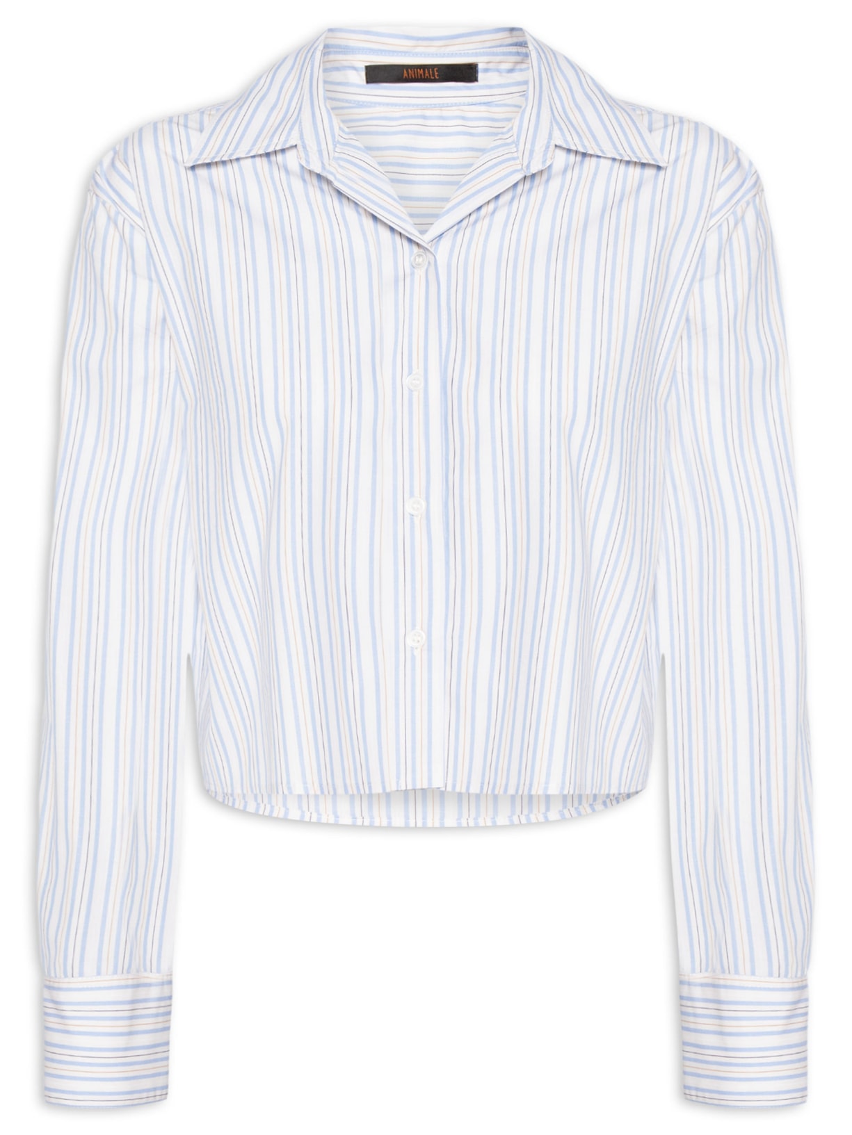 Camisa Feminina Cropped Listra Azul Animale