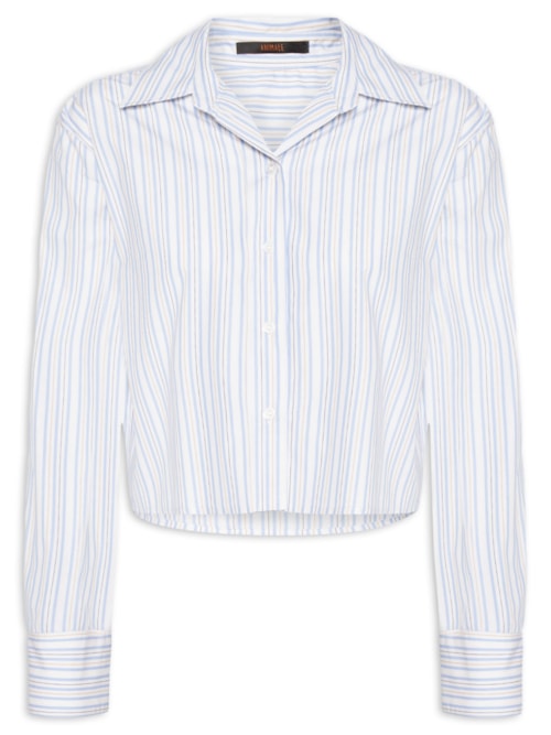 Camisa Feminina Cropped Listra - Azul