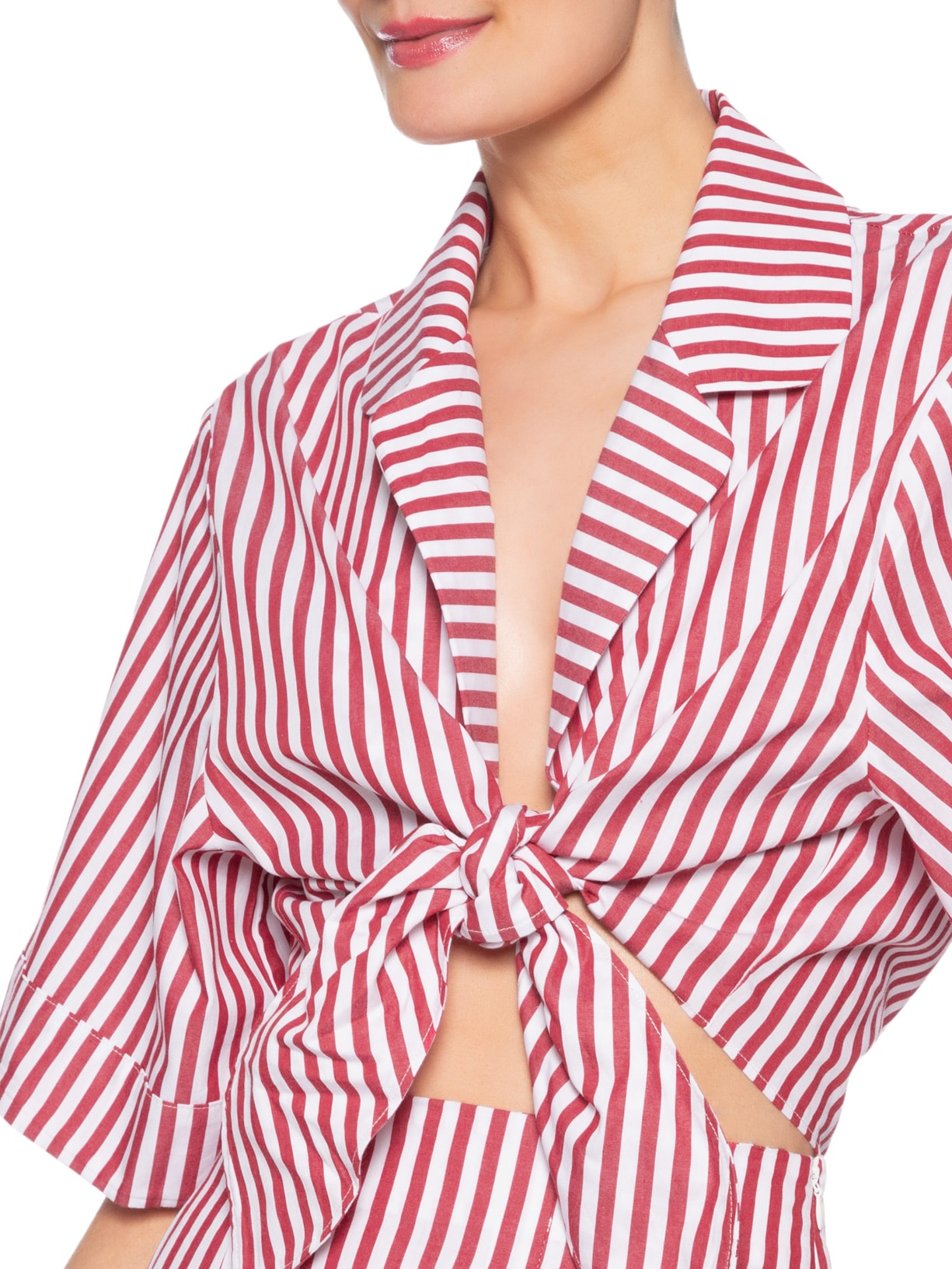 Camisa Feminina Cropped Listrada Rosa Farm