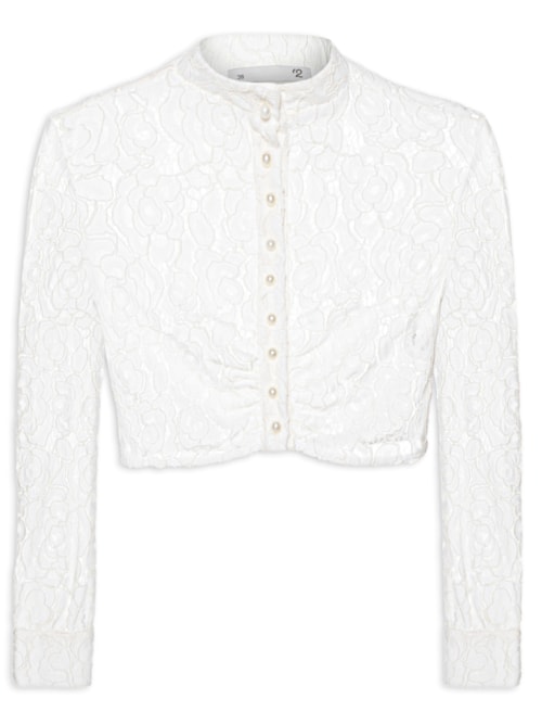 Camisa Feminina Cropped Manga Longa - Branco