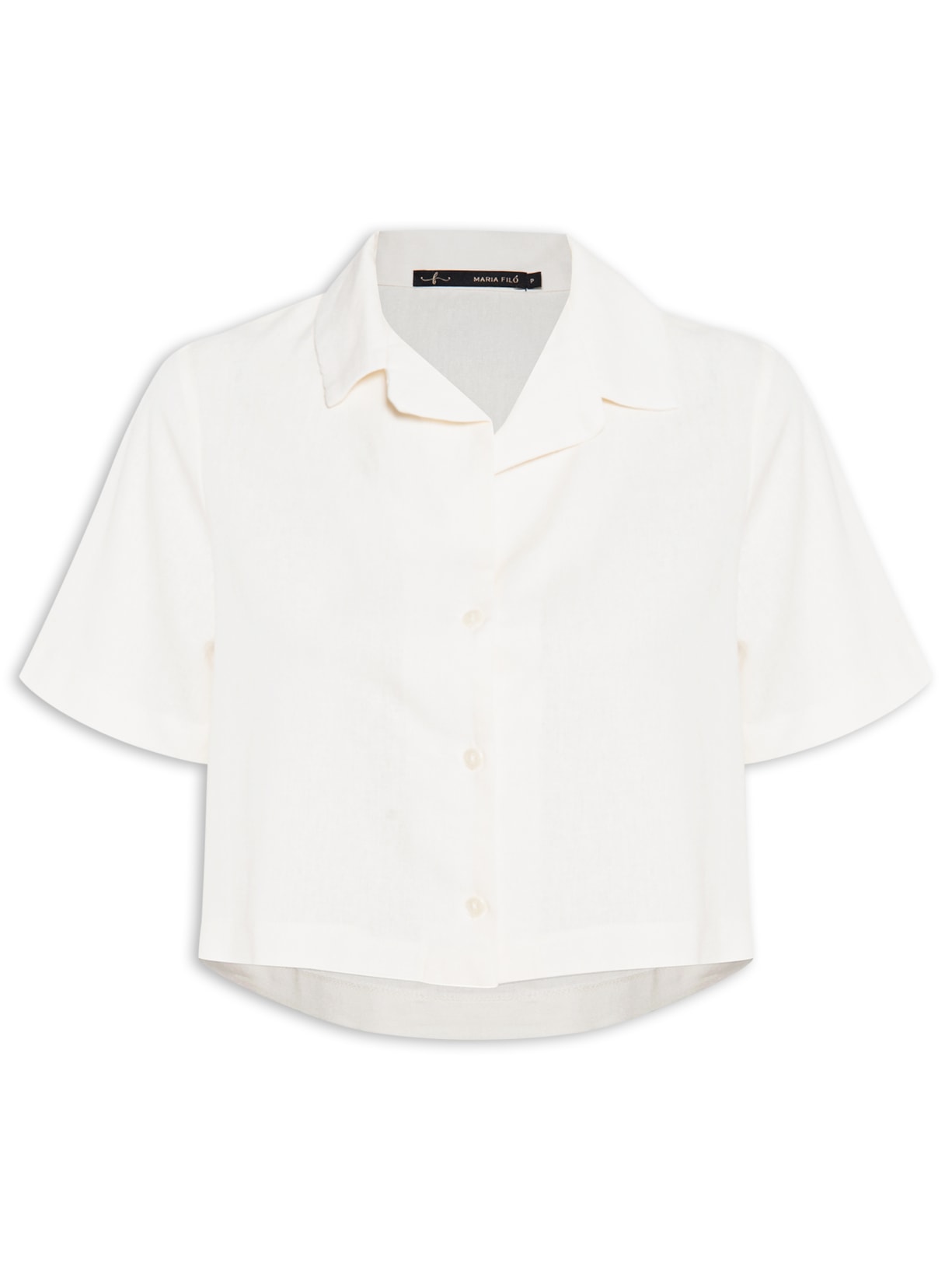 Camisa Feminina Cropped Off White Maria Filó