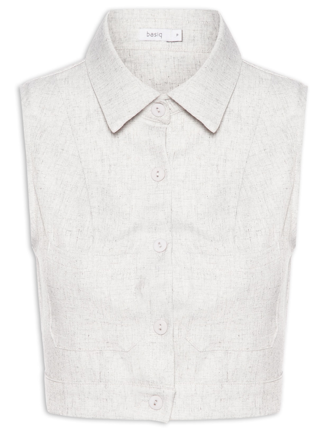 Camisa Feminina Cropped Sem Manga Cinza Basiq