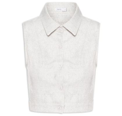 Camisa Feminina Cropped Sem Manga - Cinza