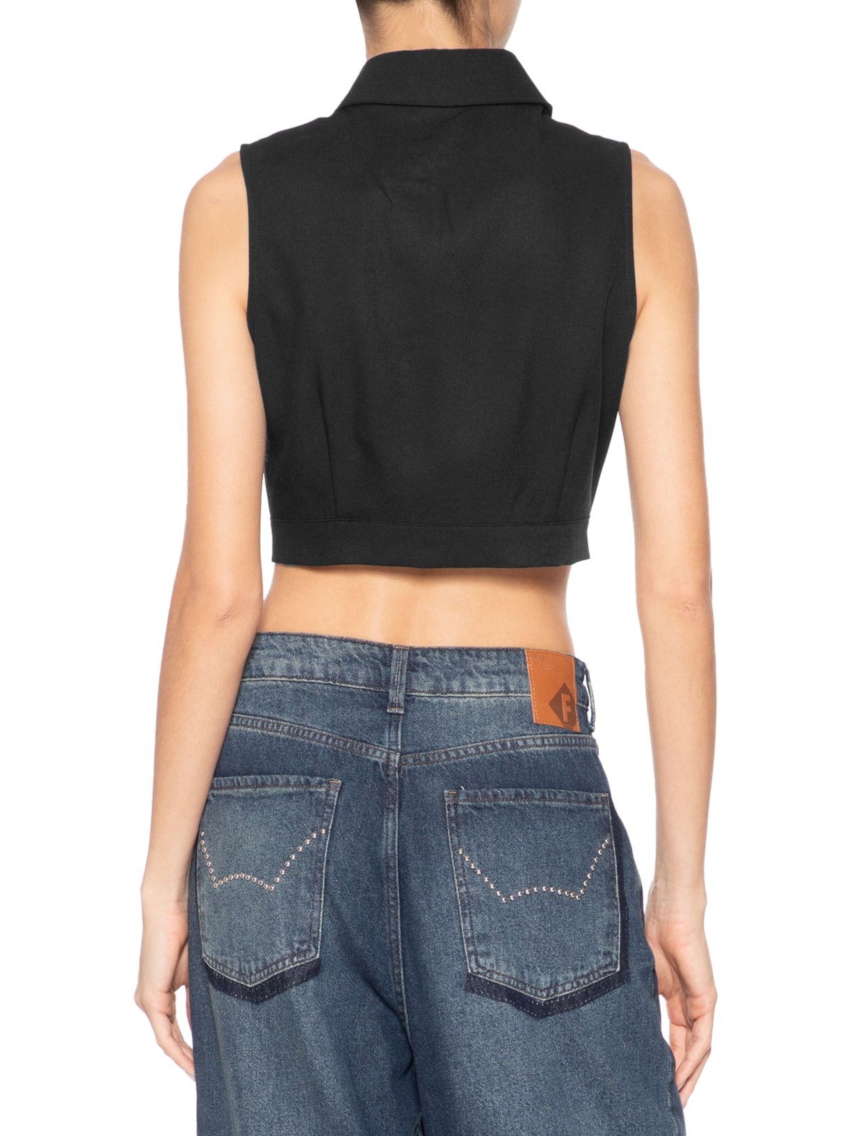 Camisa Feminina Cropped Sem Manga Preto Basiq