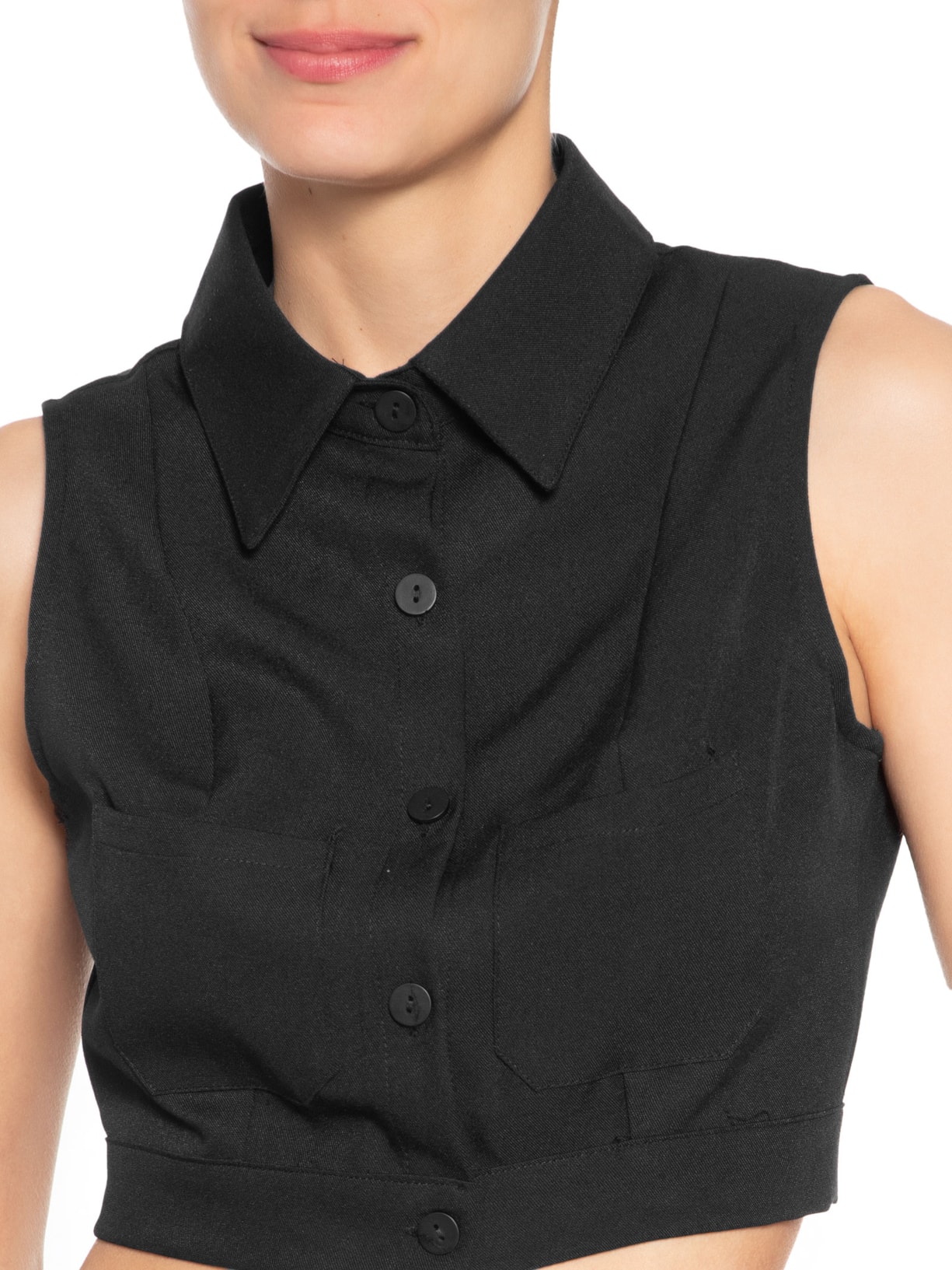Camisa Feminina Cropped Sem Manga Preto Basiq