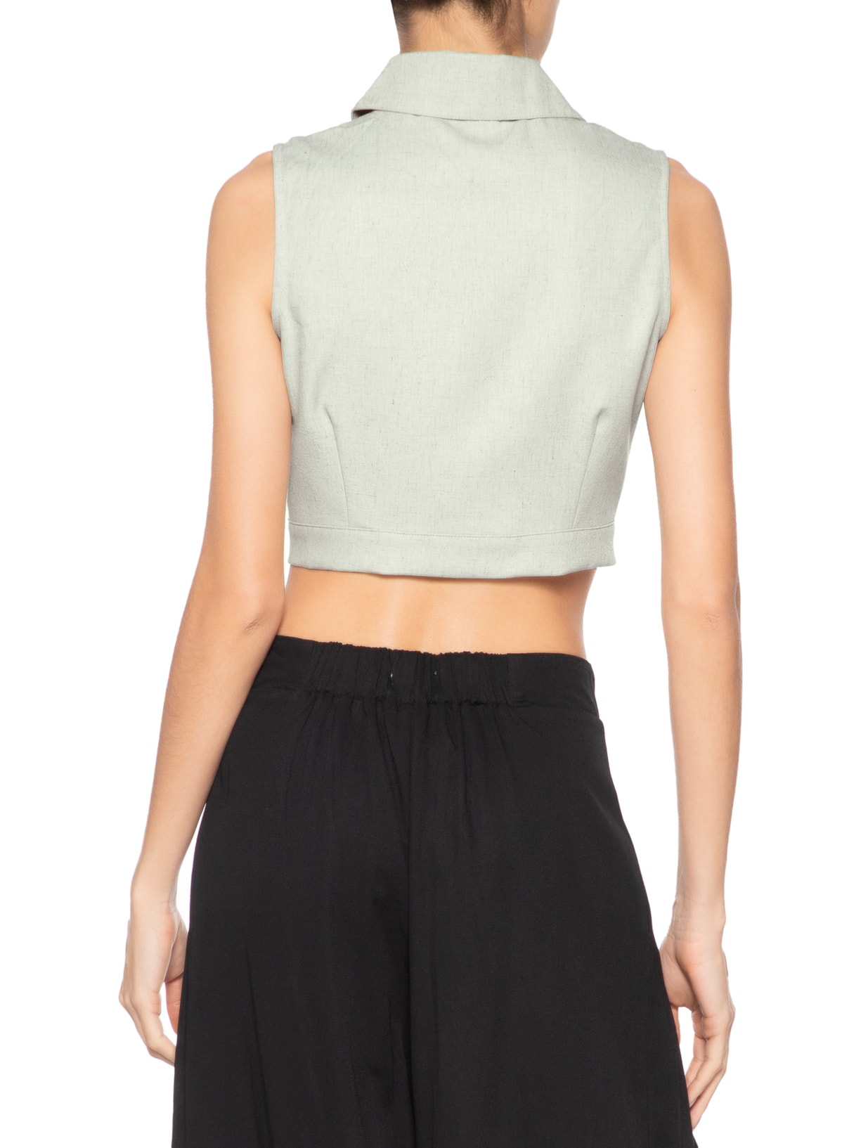 Camisa Feminina Cropped Sem Manga Verde Basiq