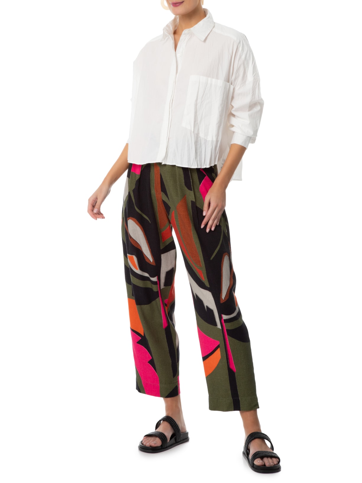 Camisa Feminina Cropped Tricoline Pleat Off White Osklen