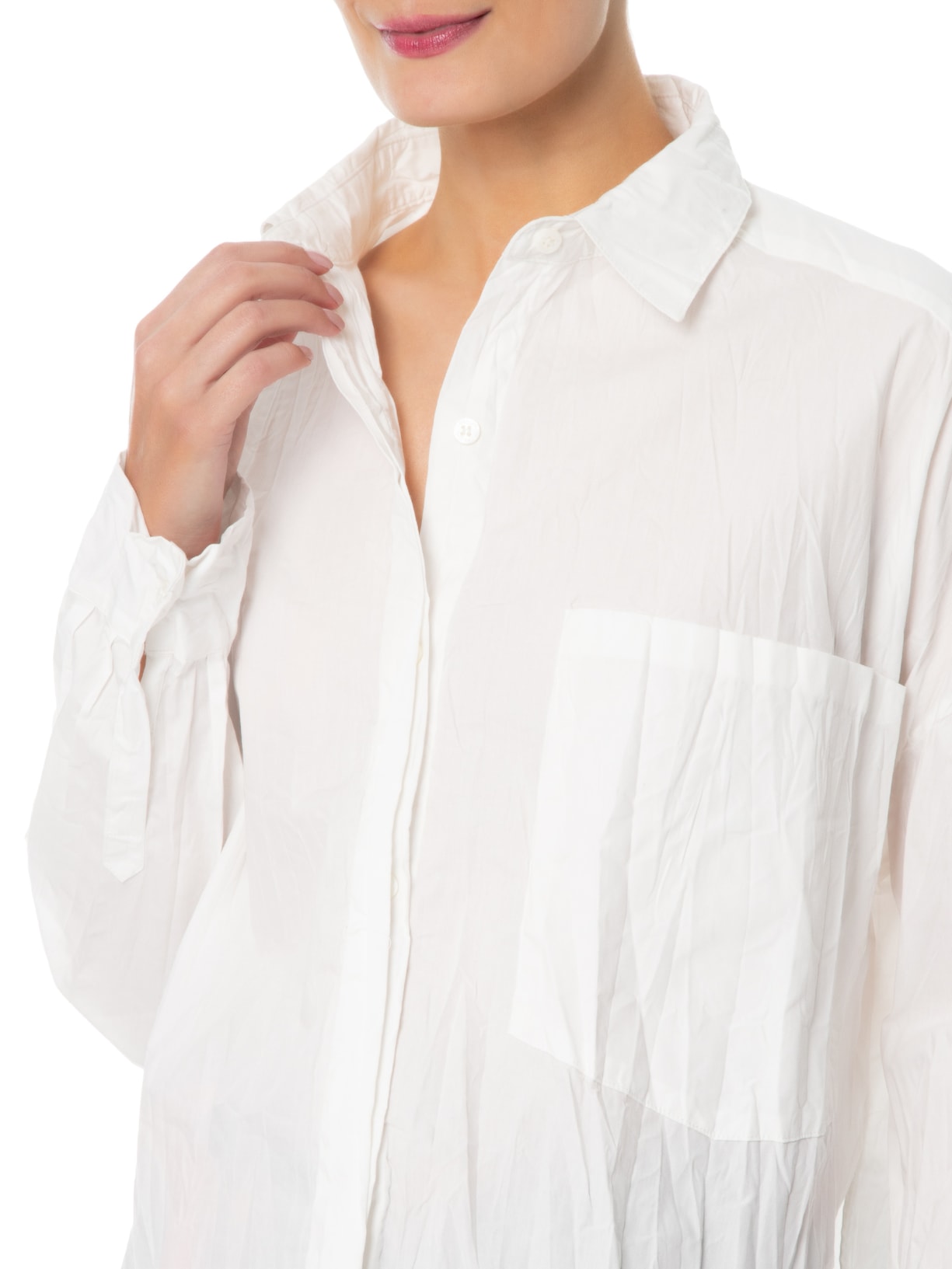Camisa Feminina Cropped Tricoline Pleat Off White Osklen