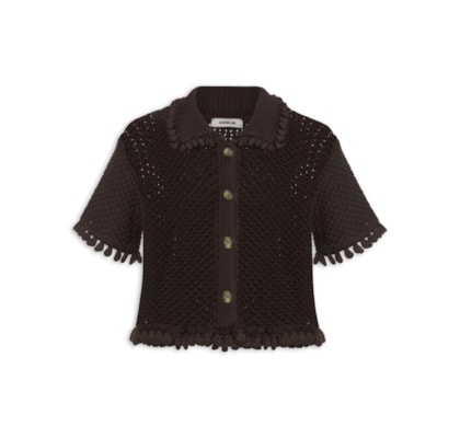 Camisa Feminina Curta Blimblom - Marrom