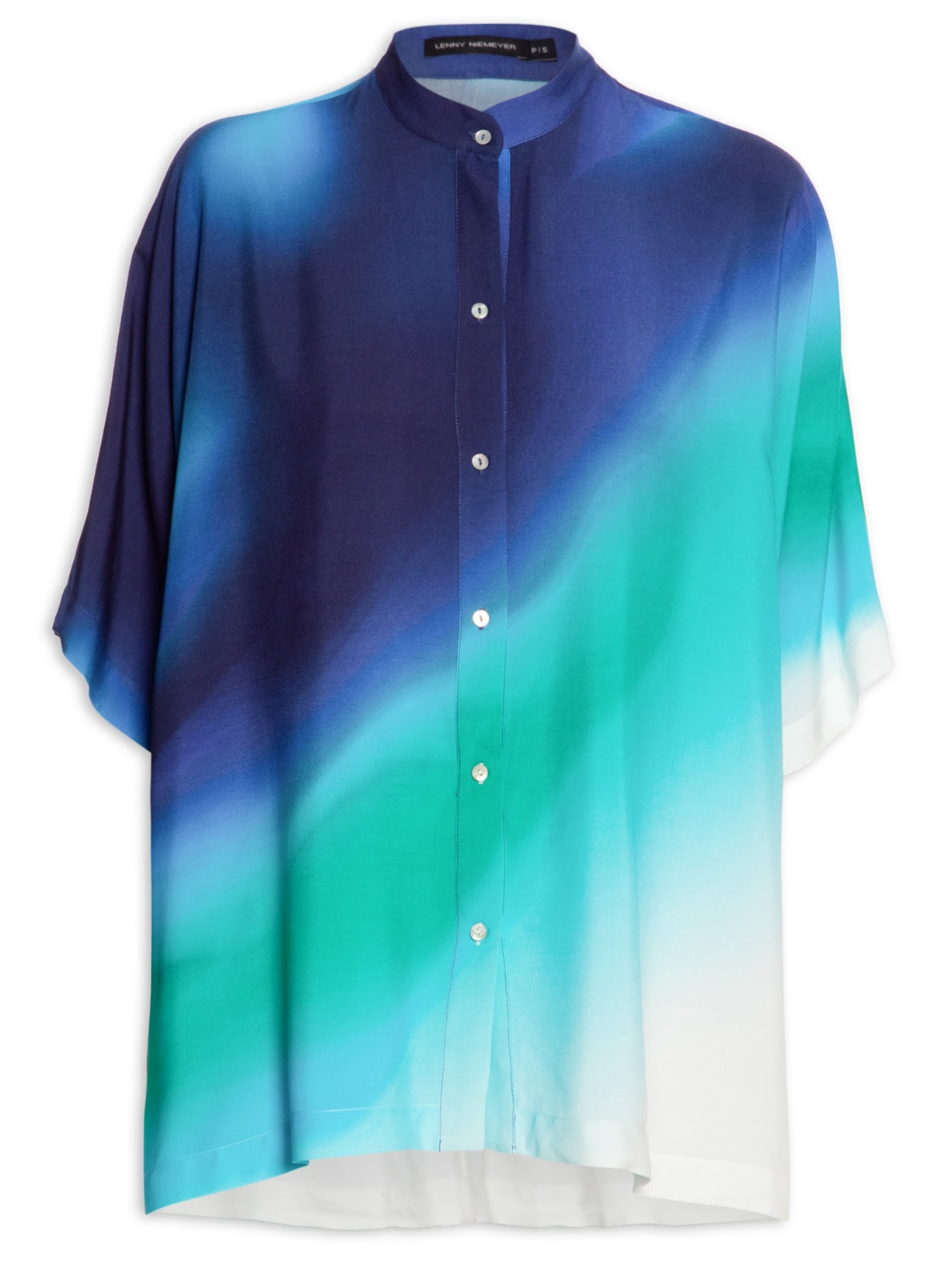 Camisa Feminina Curta Gola Padre - Azul