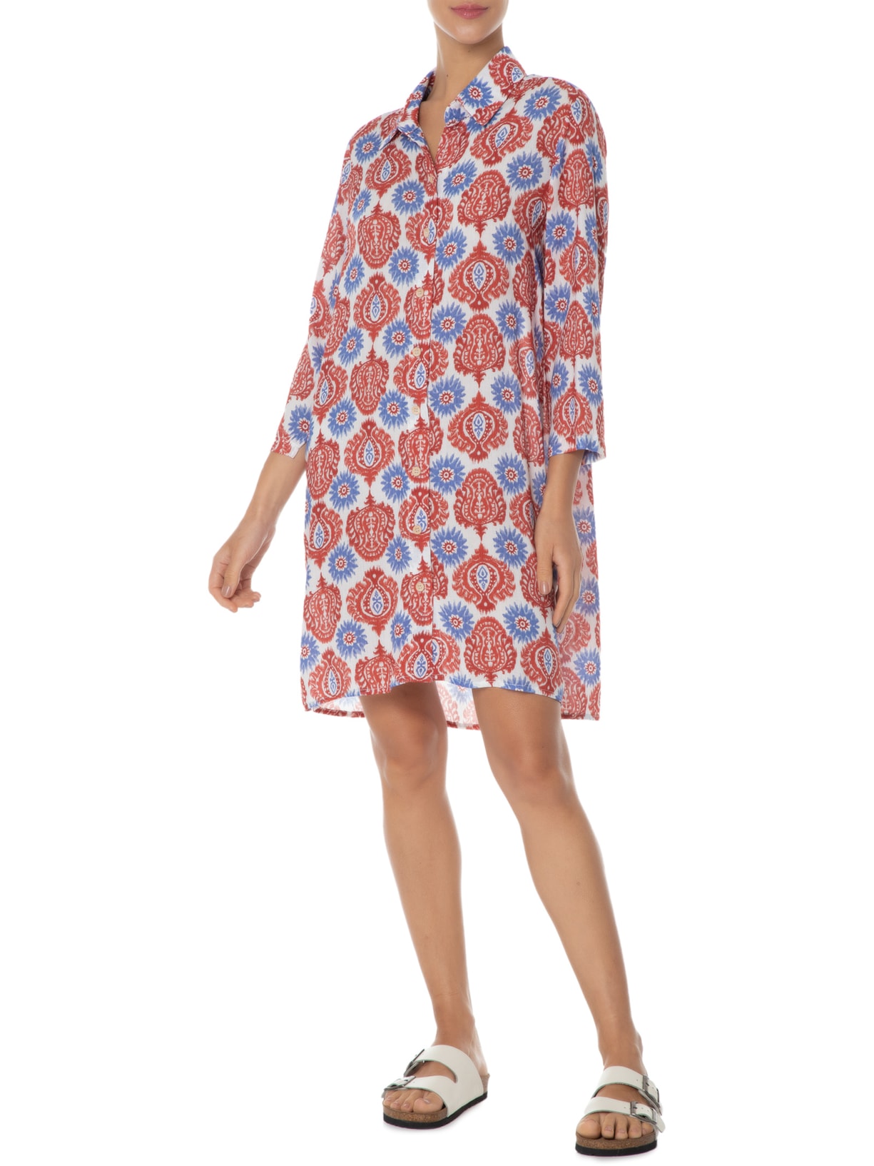 Camisa Feminina Curta Malaga Vermelho Gii Sleepwear