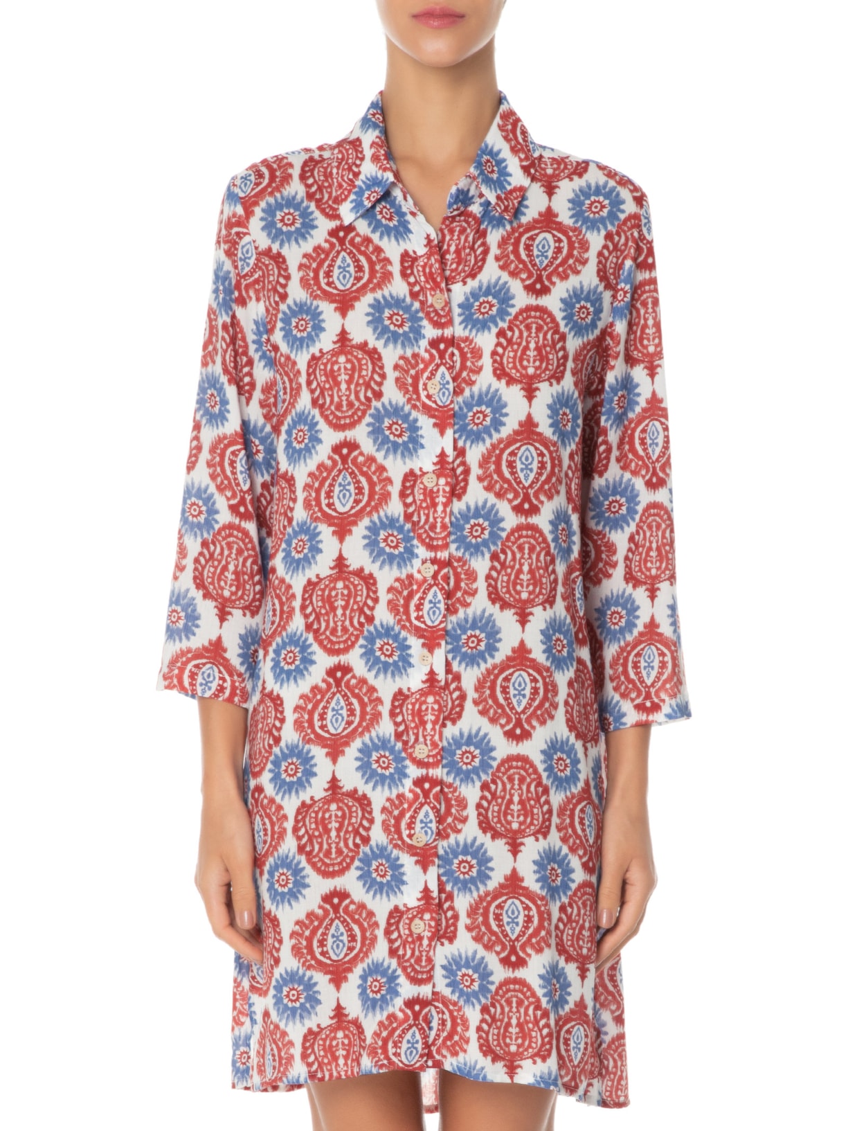 Camisa Feminina Curta Malaga Vermelho Gii Sleepwear
