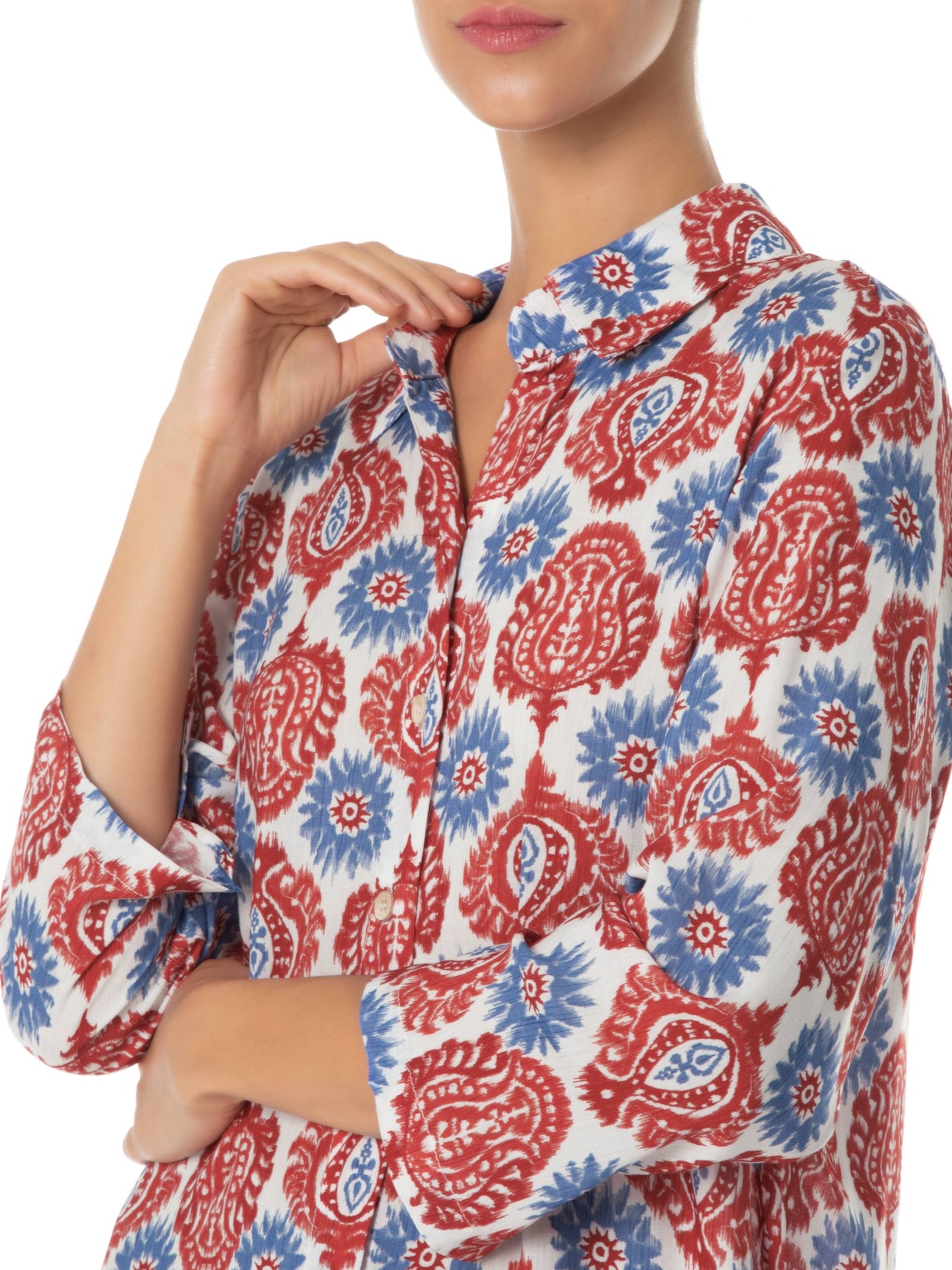 Camisa Feminina Curta Malaga Vermelho Gii Sleepwear