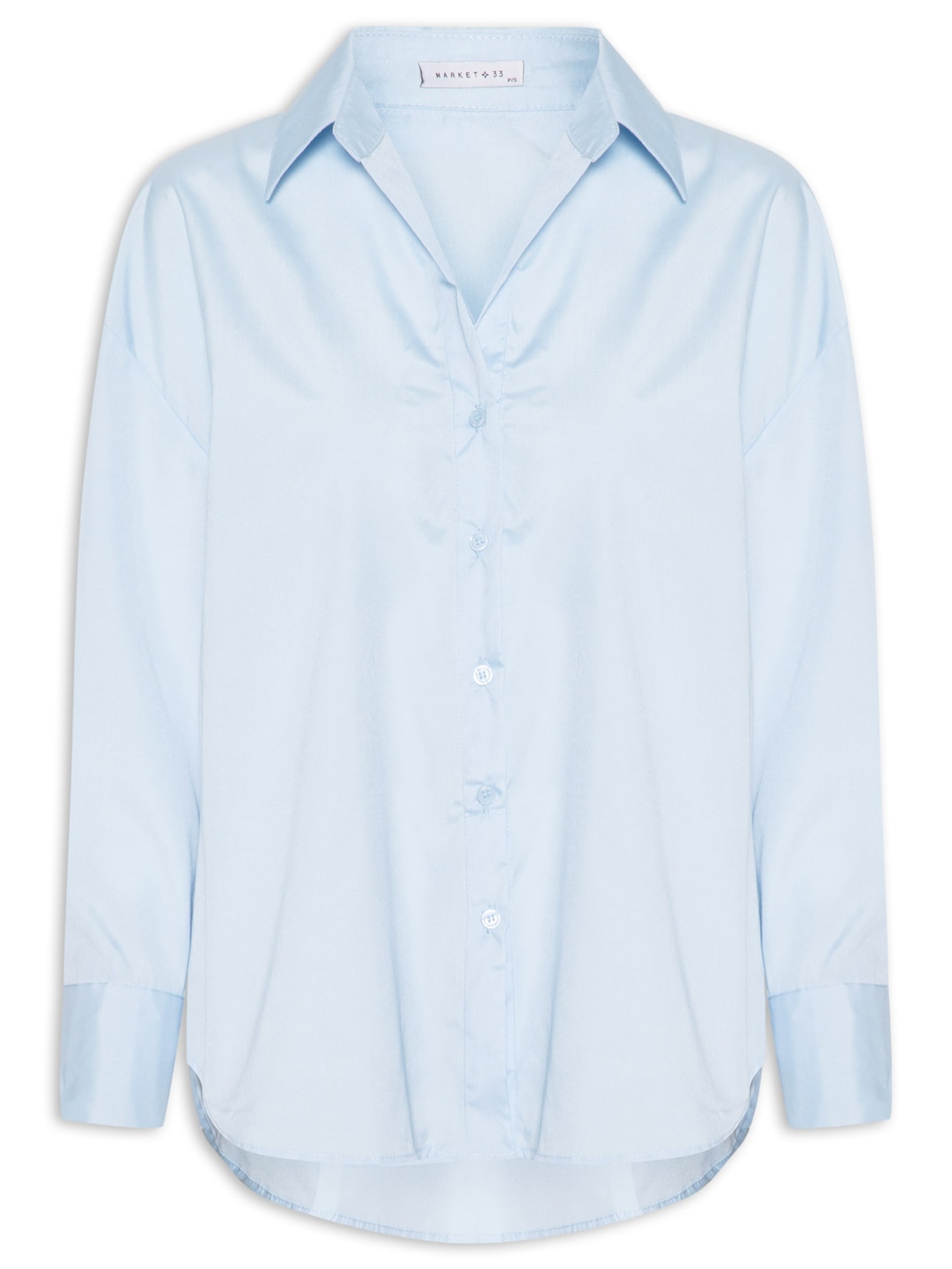 Camisa Feminina De Alfaiataria Azul Market 33