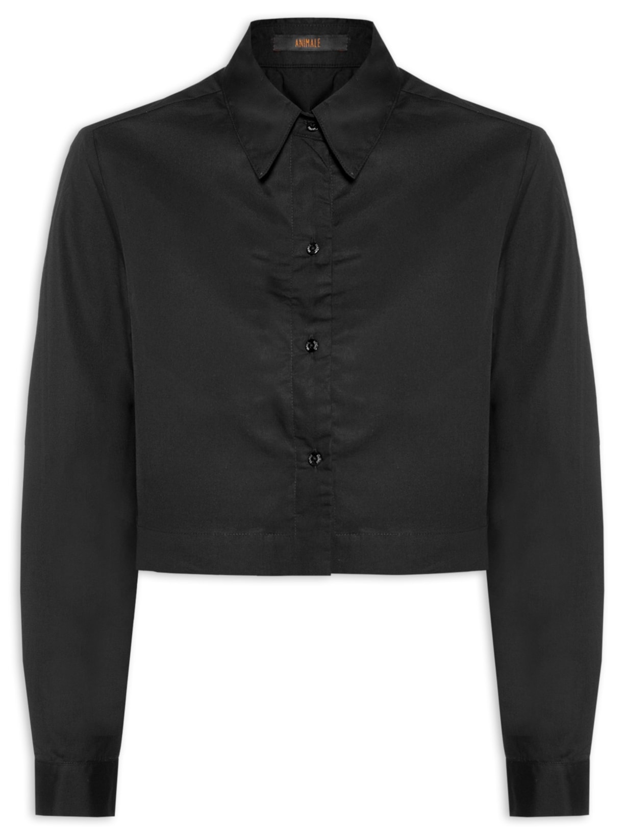 Camisa Feminina De Algodão Cropped Preto Animale