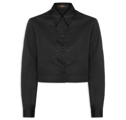 Camisa Feminina De Algodão Cropped - Preto