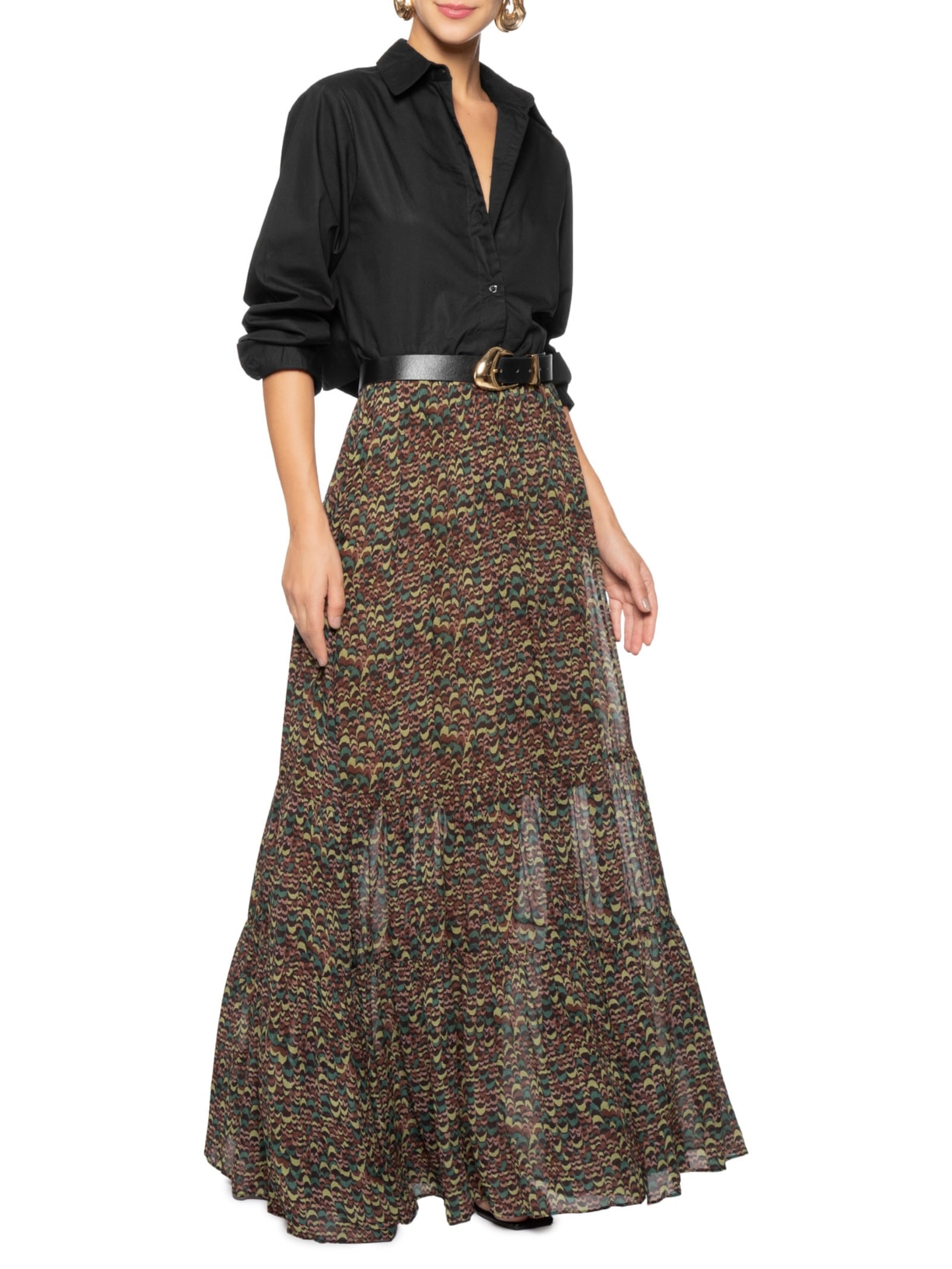 Camisa Feminina De Algodão Cropped Preto Animale