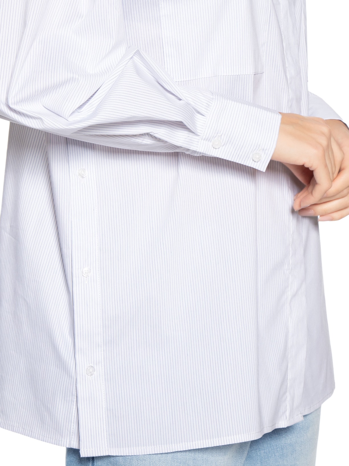 Camisa Feminina De Algodão Listrada Com Bolsos Azul Animale Jeans