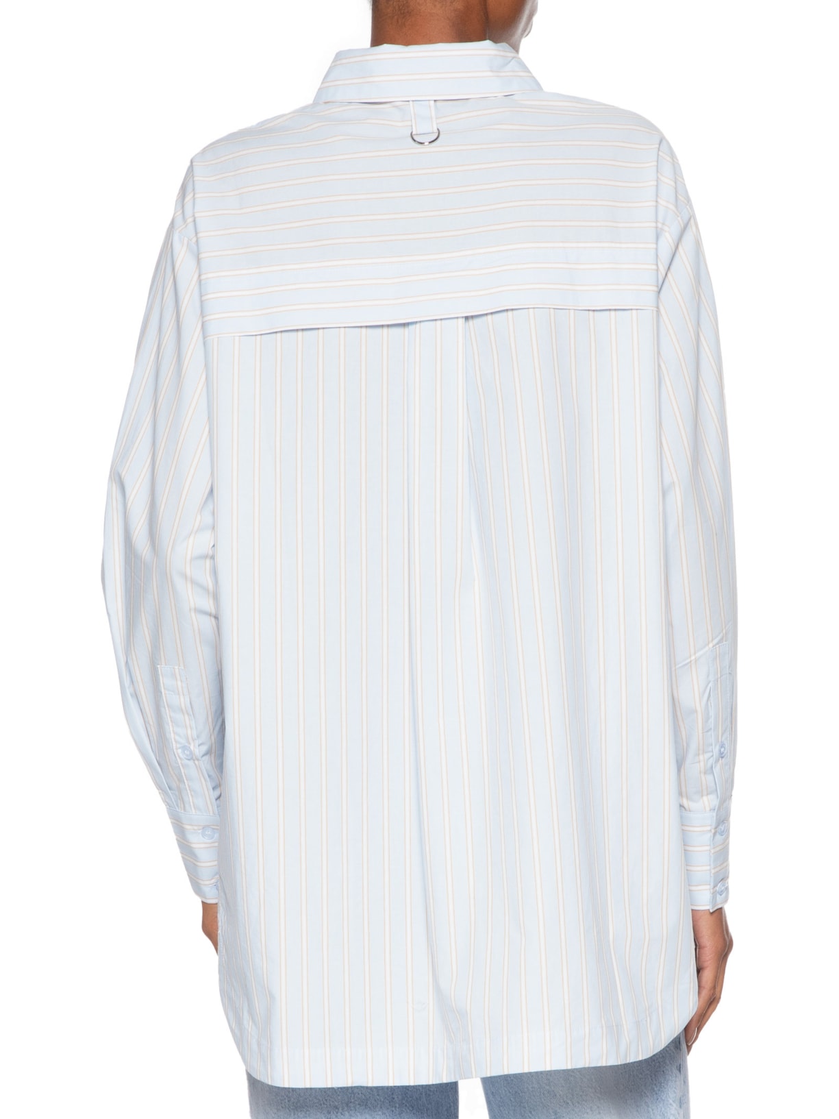 Camisa Feminina De Algodão Listrada Com Prega Azul Animale Jeans