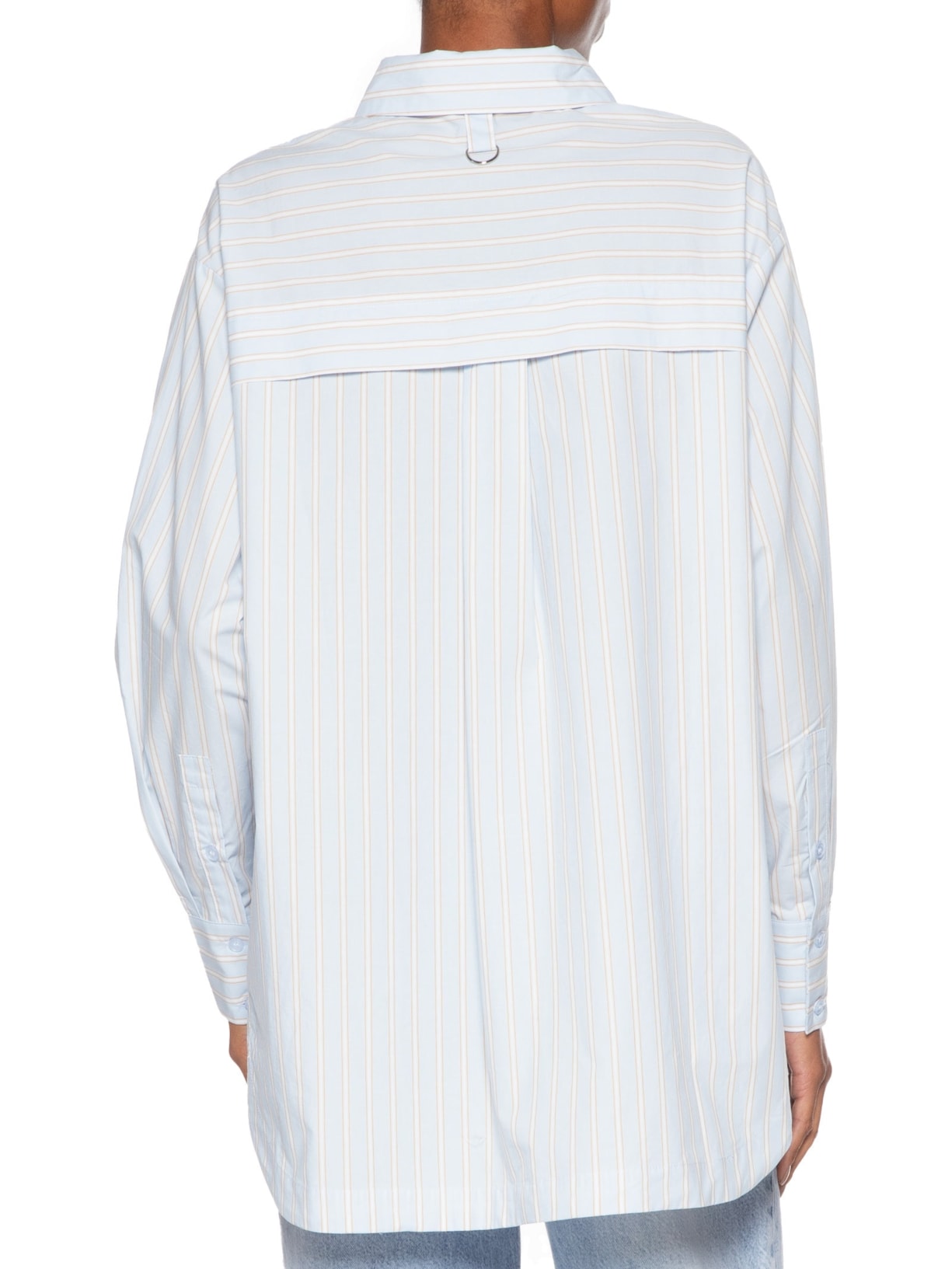 Camisa Feminina De Algodão Listrada Com Prega Azul Animale Jeans