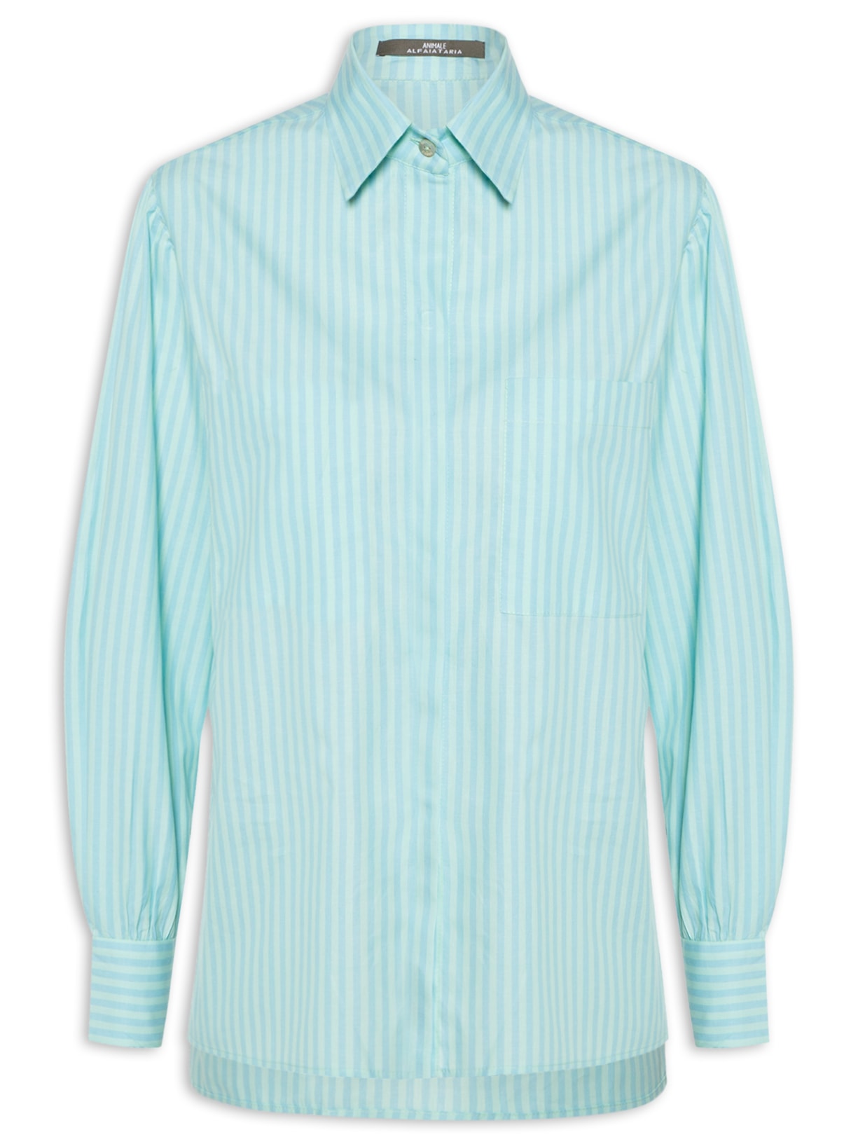 Camisa Feminina De Algodão Listrado - Azul