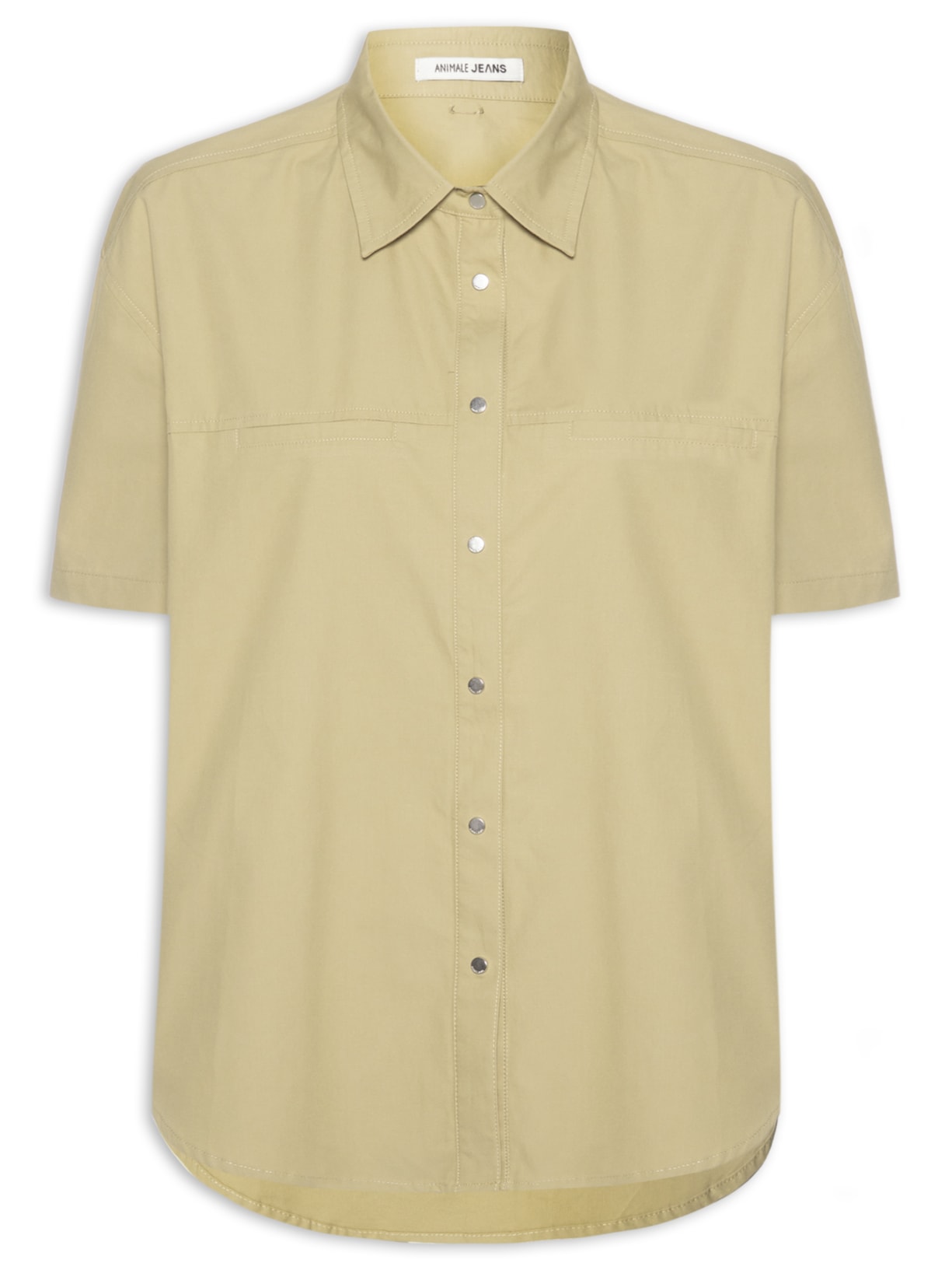 Camisa Feminina de Botão Manga Curta – Marrom Animale Jeans