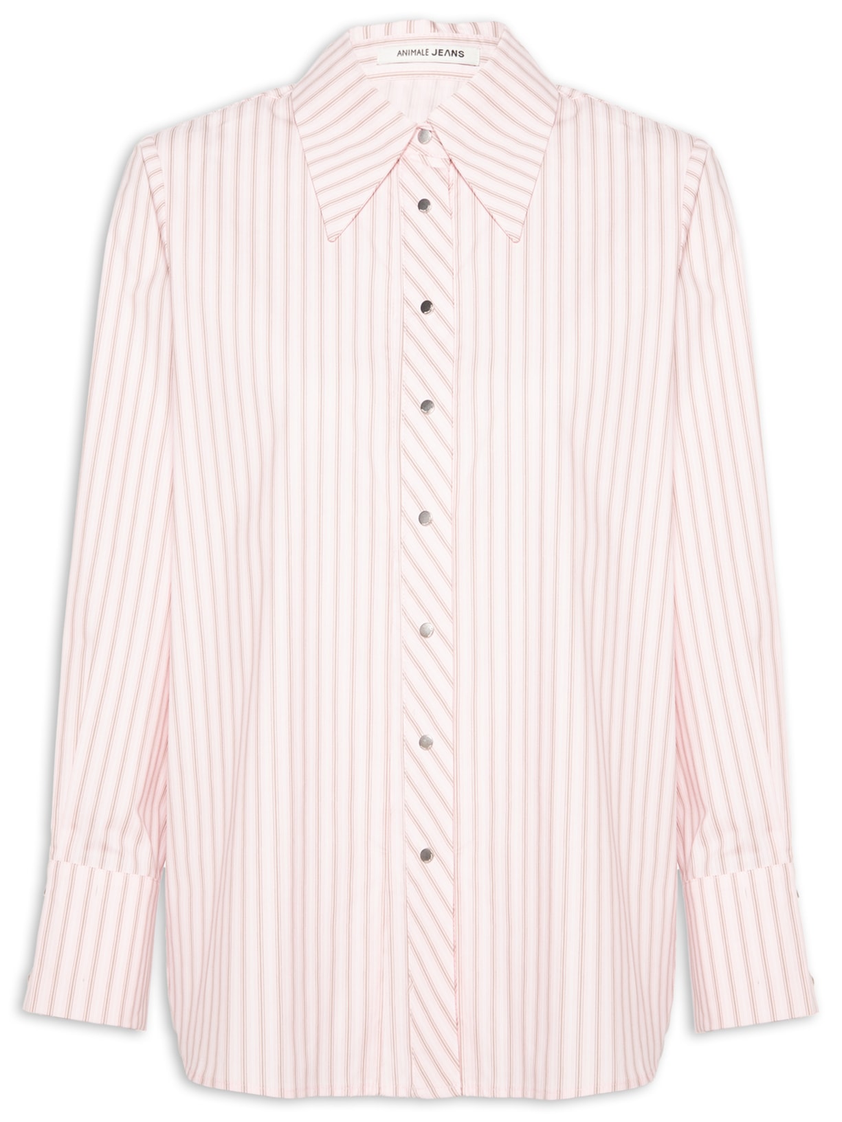 Camisa Feminina De Botão Manga Longa Fio Tinto Rosa Animale Jeans