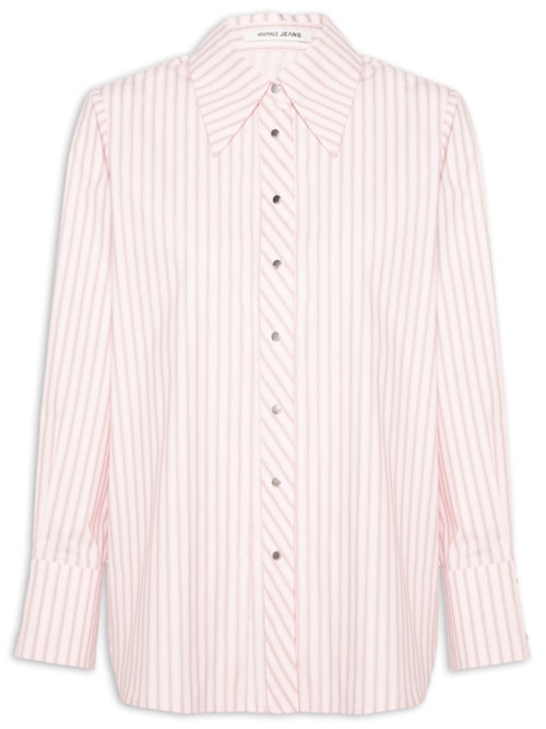 Camisa Feminina De Botão Manga Longa Fio Tinto - Rosa