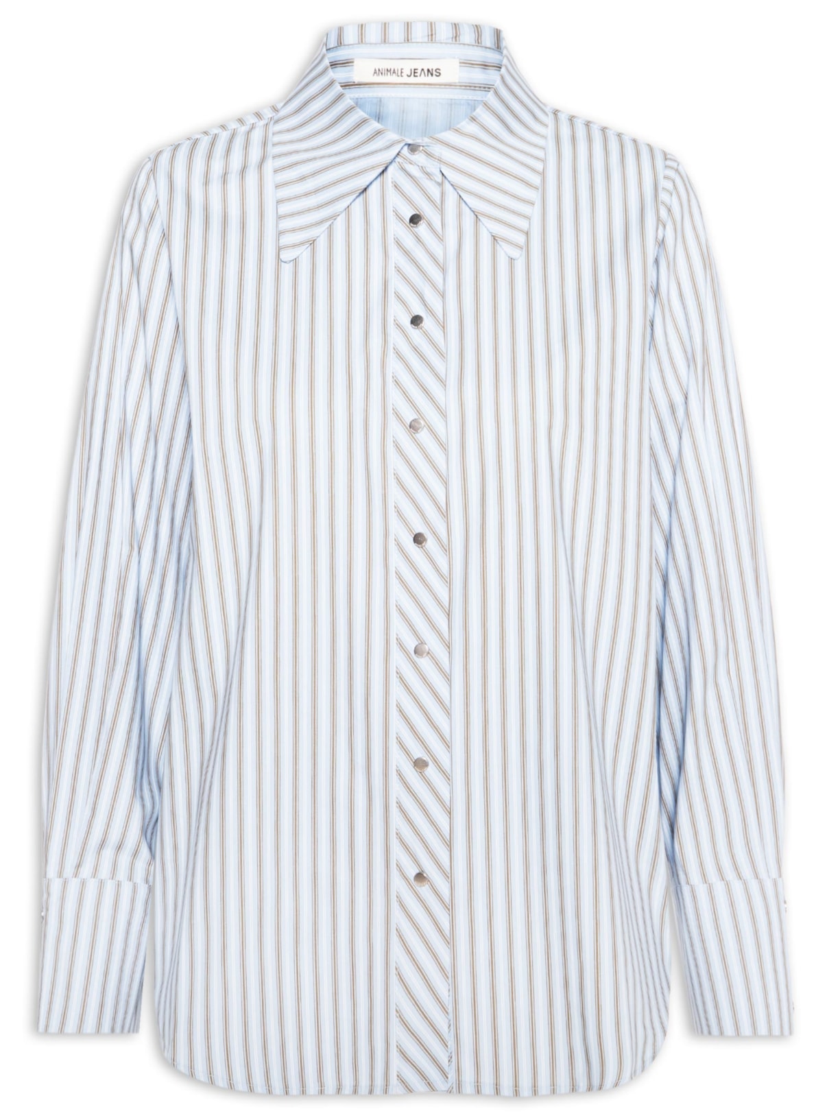 Camisa Feminina de Botão Ml Fio Tinto– Azul Animale Jeans