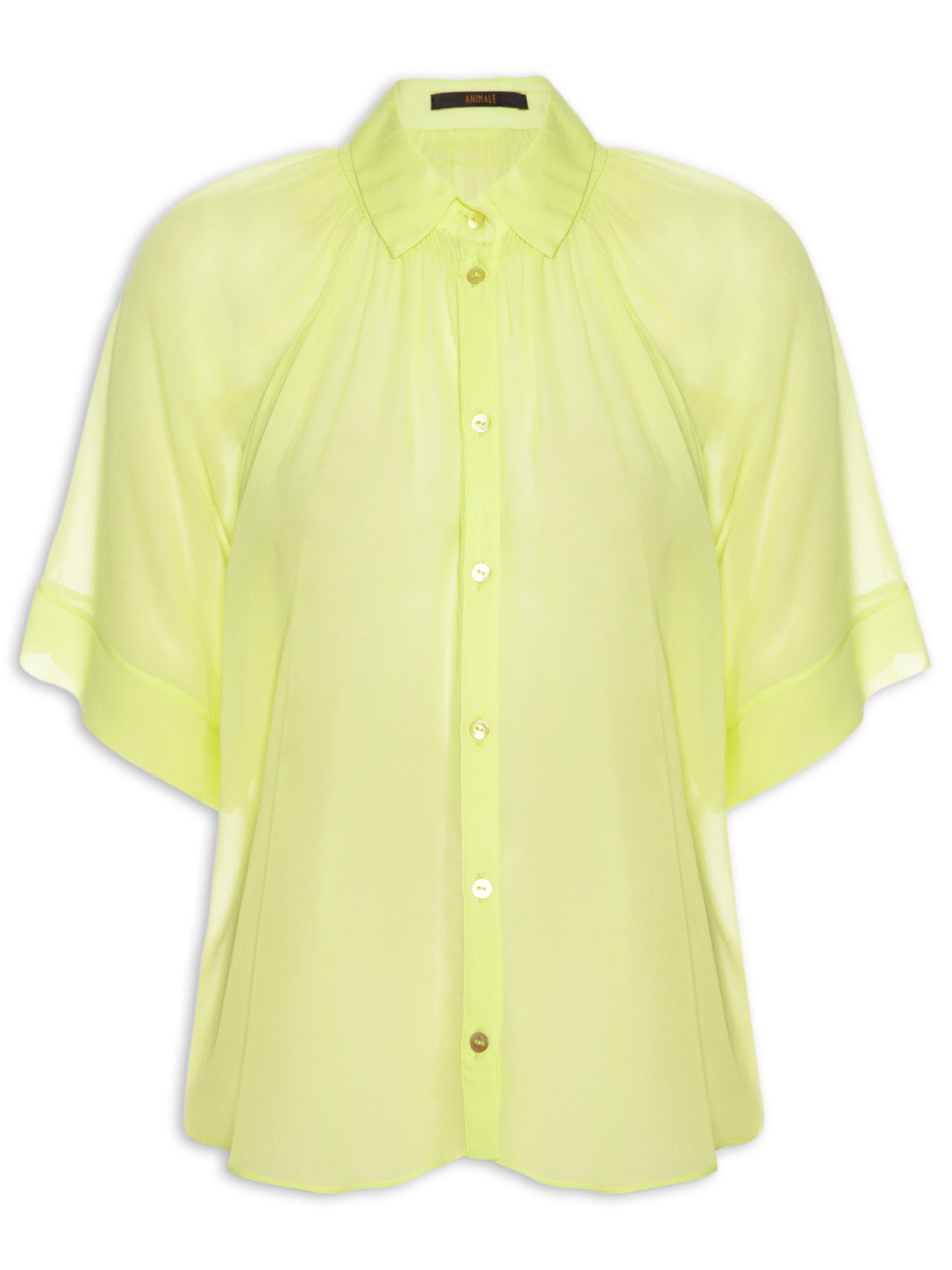 Camisa Feminina De Manga Curta Fluida Lima - Verde