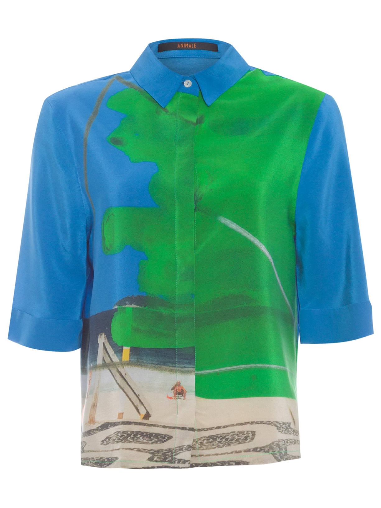 Camisa Feminina De Seda Surf Splash - Animale - Azul