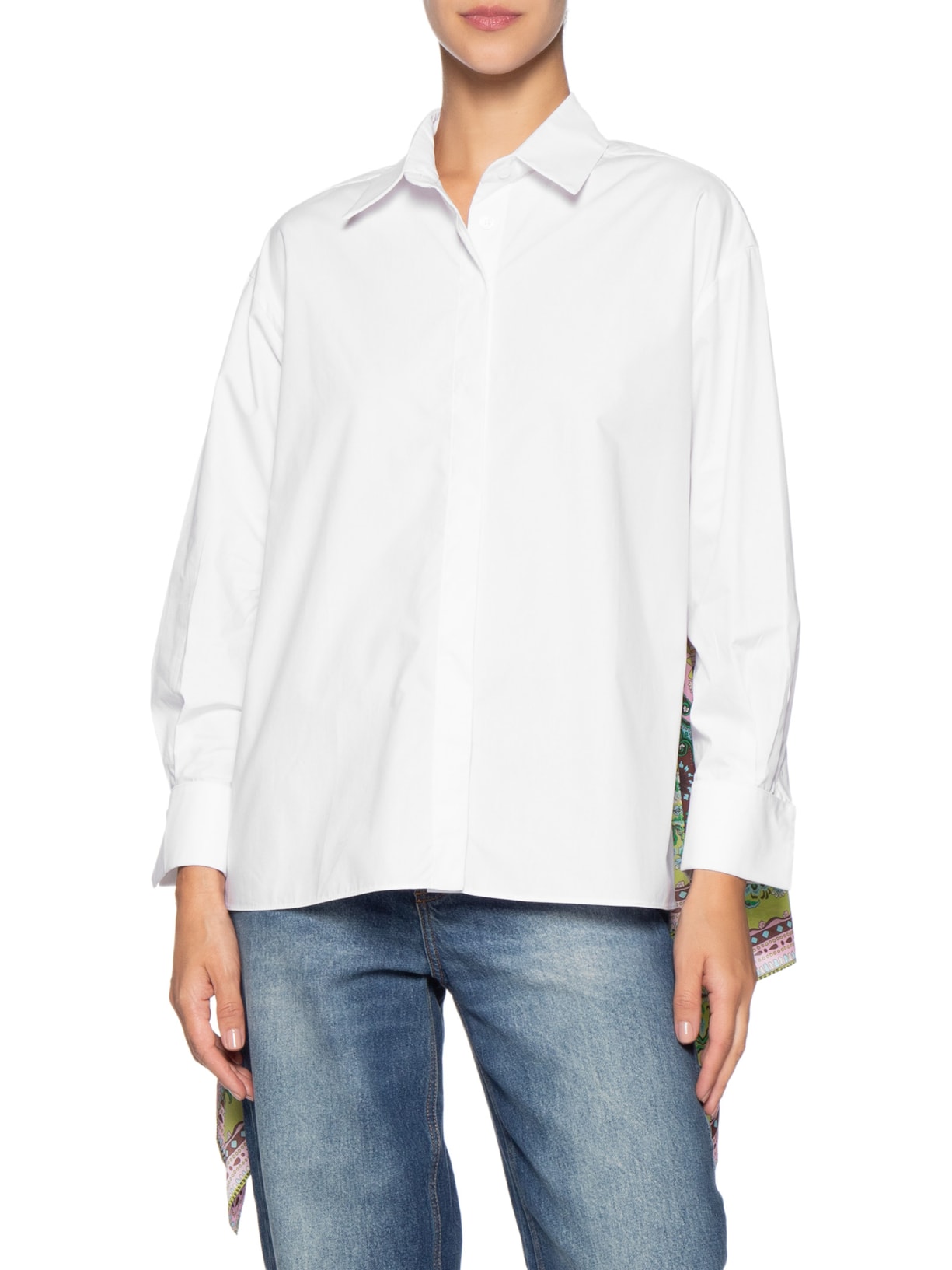 Camisa Feminina De Tricoline Costas De Lenço Branco Animale