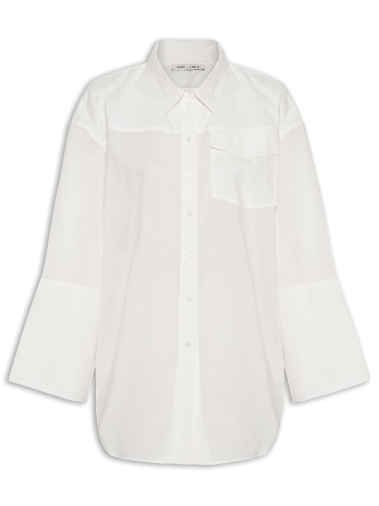 Camisa Feminina De Voil Com Bolso Branco Animale Jeans