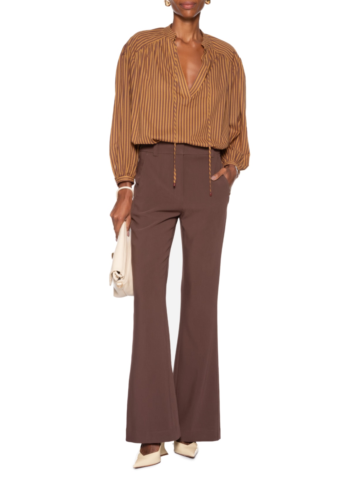 Camisa Feminina De Voil Listrada Laranja Animale