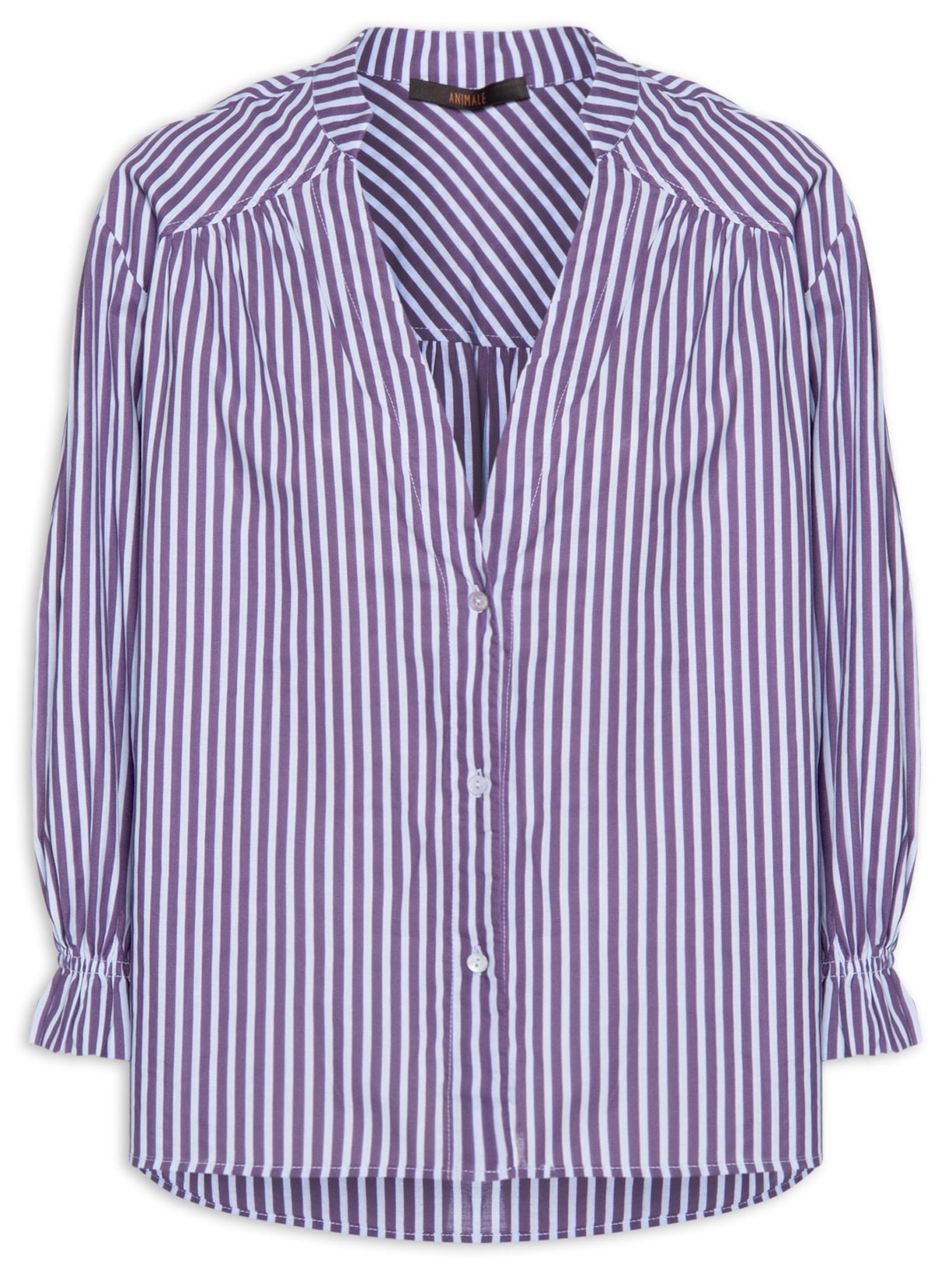 Camisa Feminina de Voil Listrada – Roxo