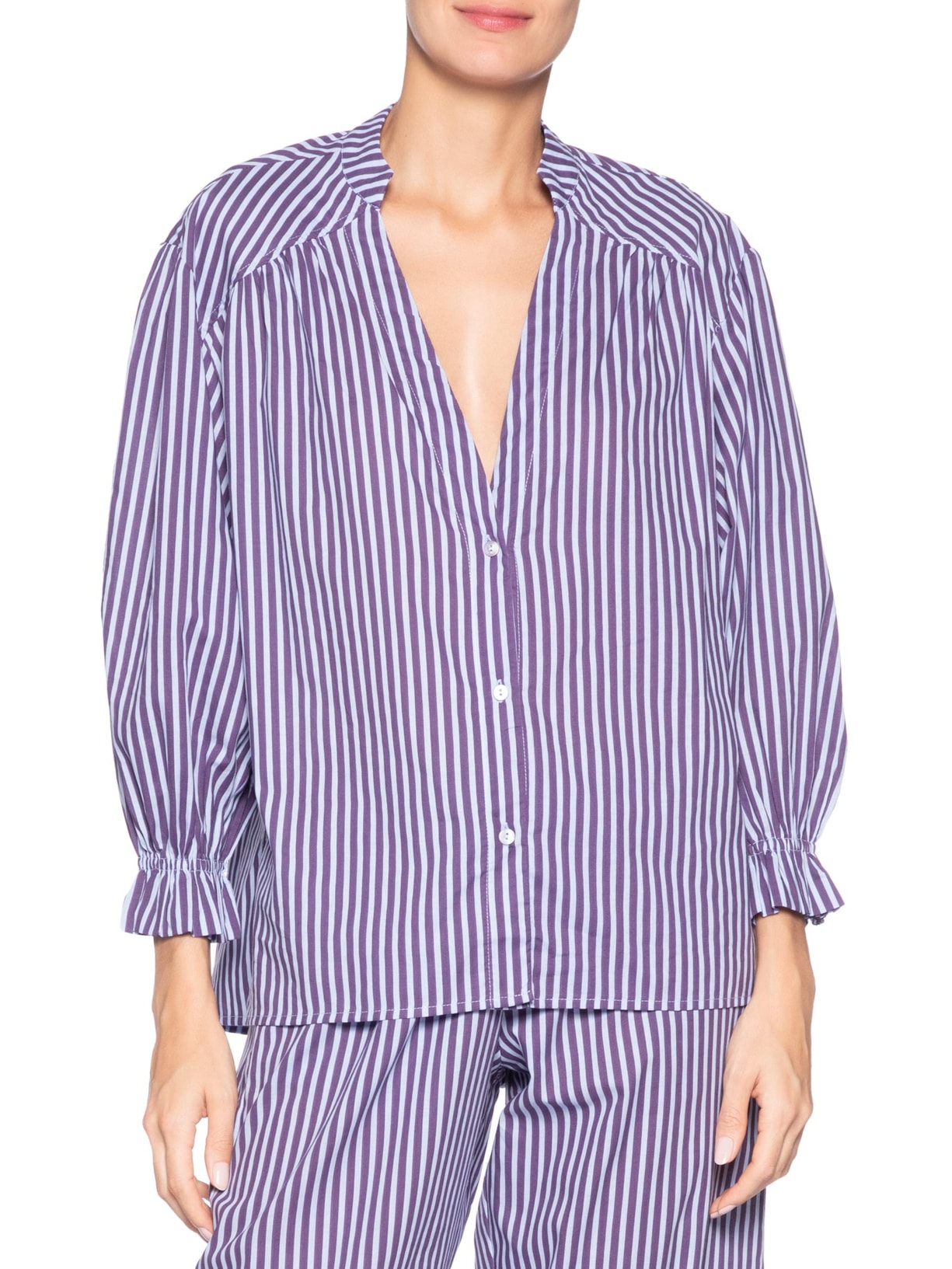 Camisa Feminina de Voil Listrada – Roxo Animale