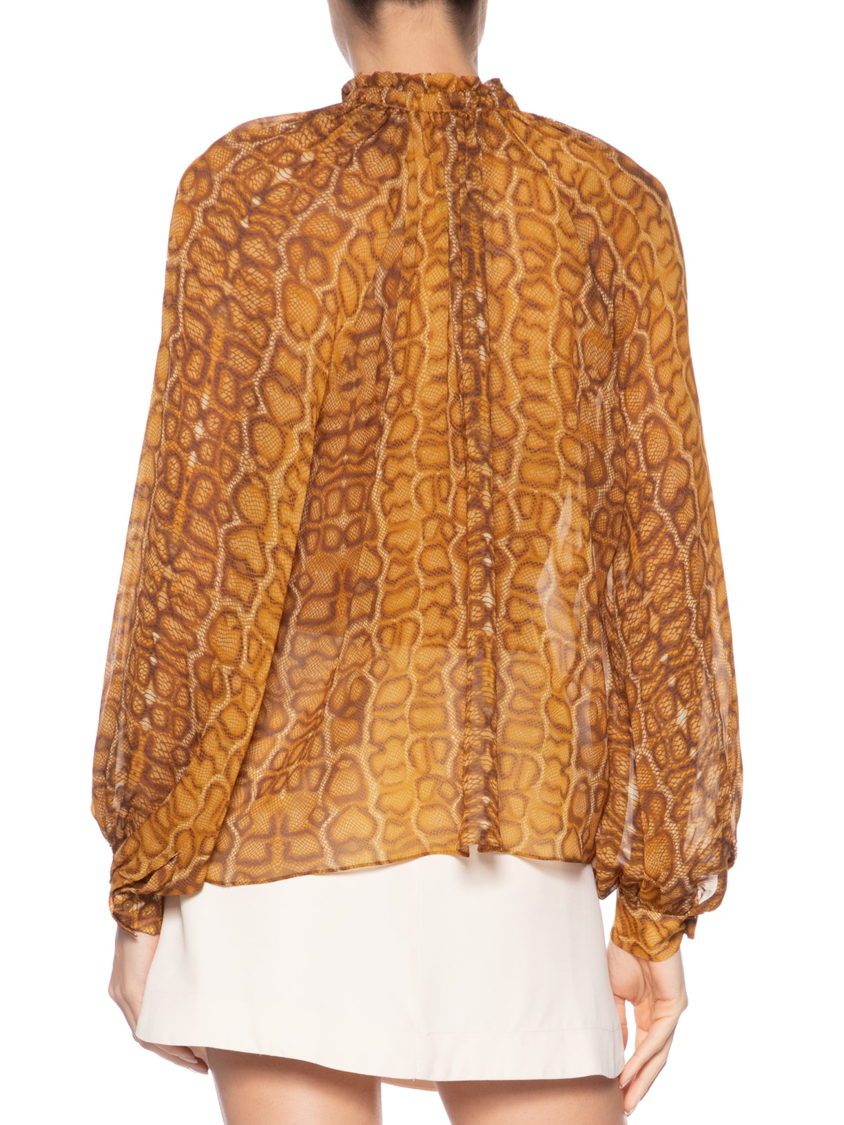 Camisa Feminina Decote Franzido Cobra Lajedo Marrom Animale