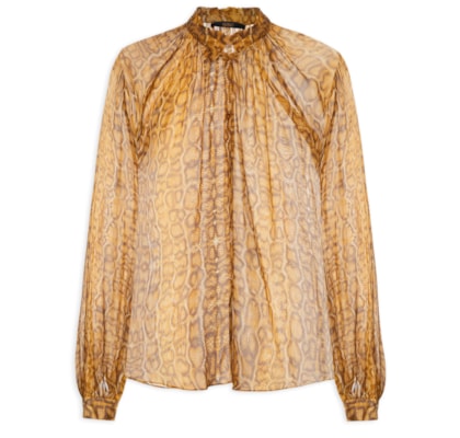 Camisa Feminina Decote Franzido Cobra Lajedo - Marrom