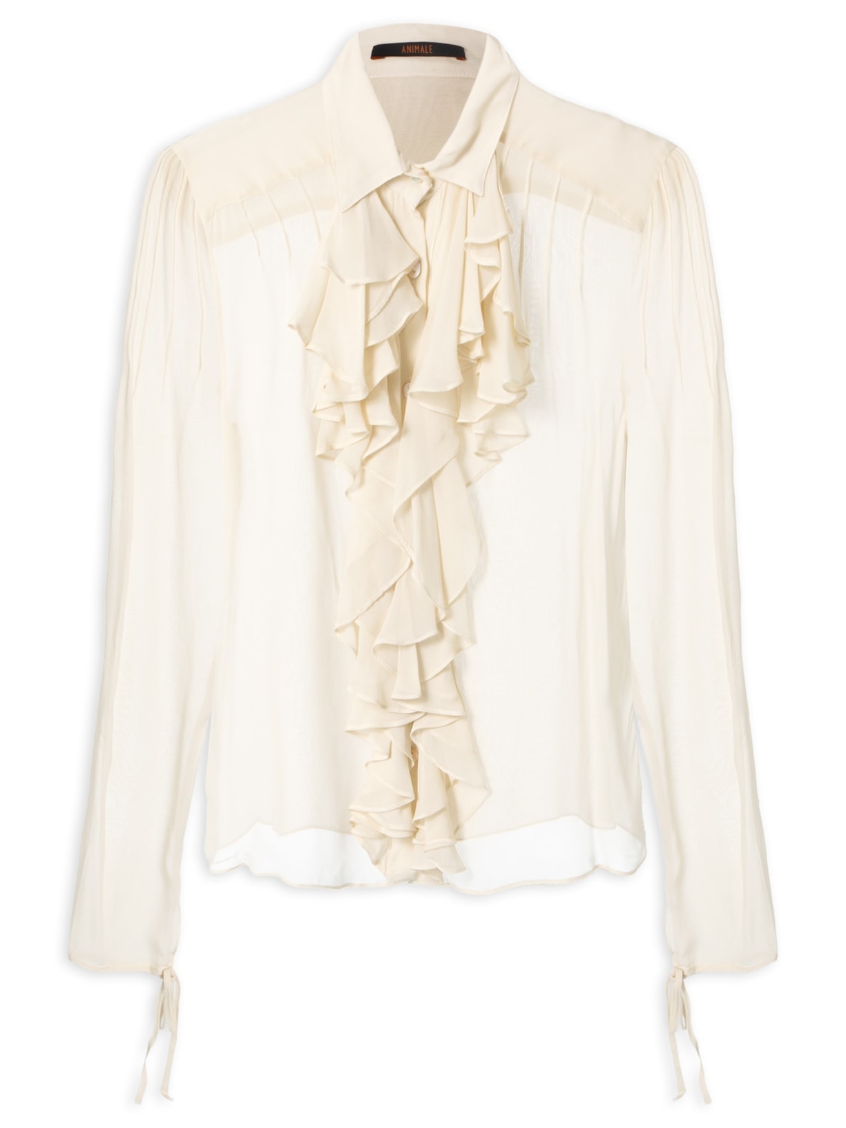 Camisa Feminina Decote Jabour Bege Animale
