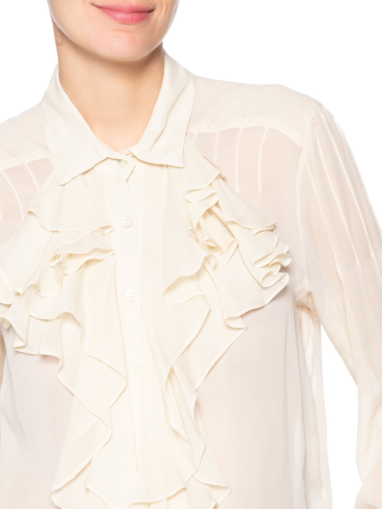 Camisa Feminina Decote Jabour Bege Animale