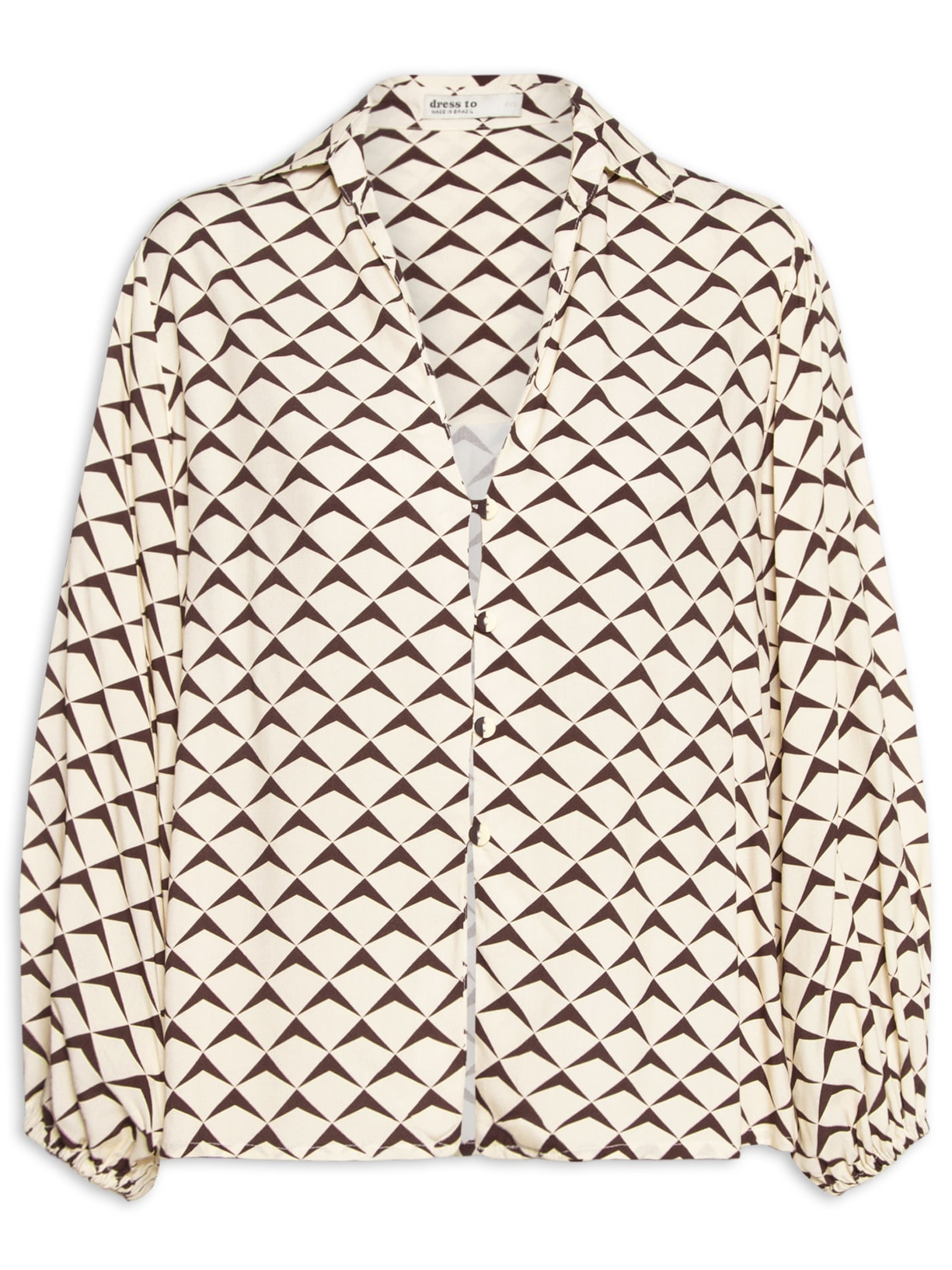 Camisa Feminina Decote Tesoura Estampa Asa Delta - Marrom