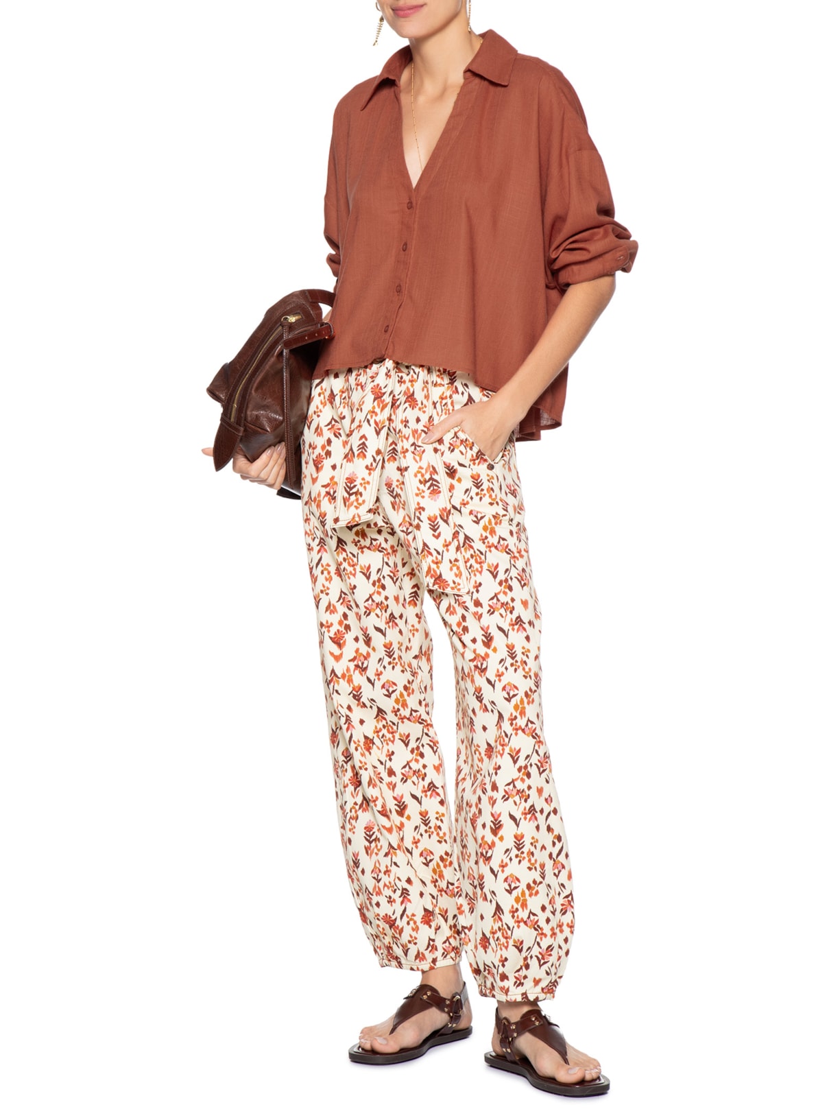 Camisa Feminina Decote V Marrom Dress To