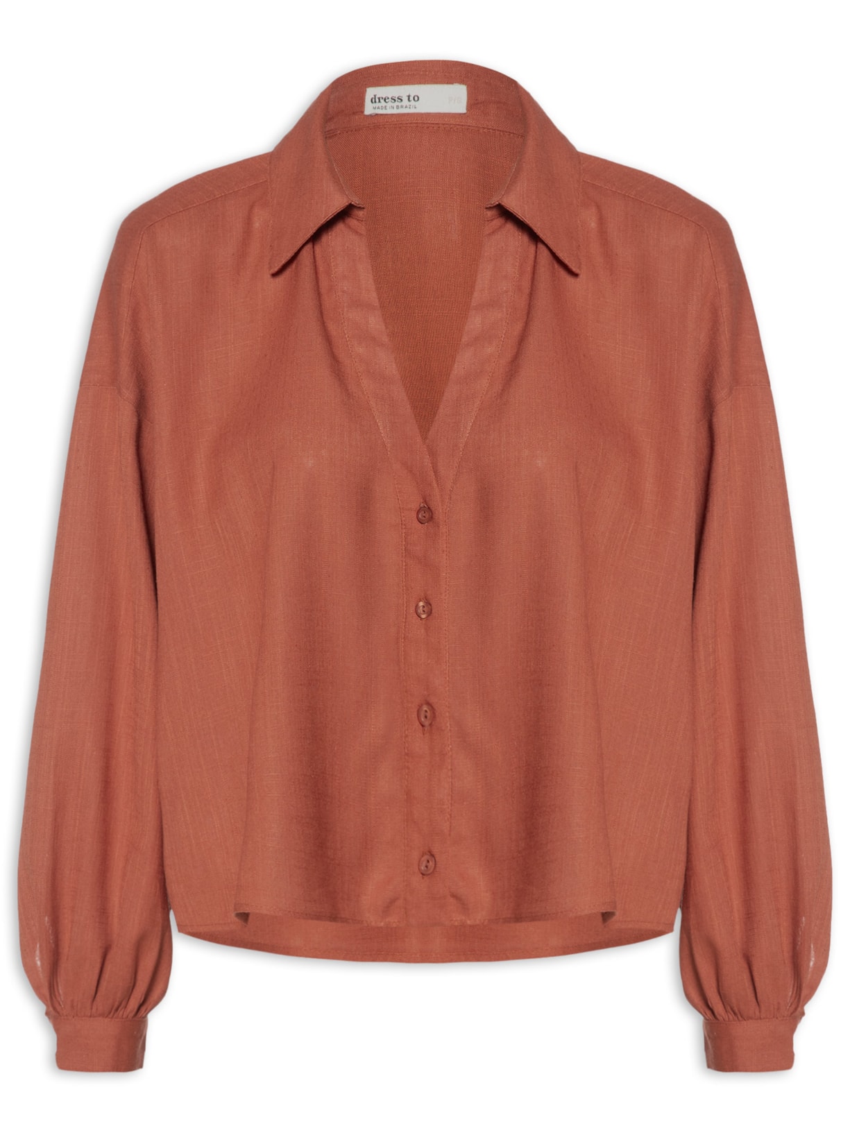 Camisa Feminina Decote V - Marrom