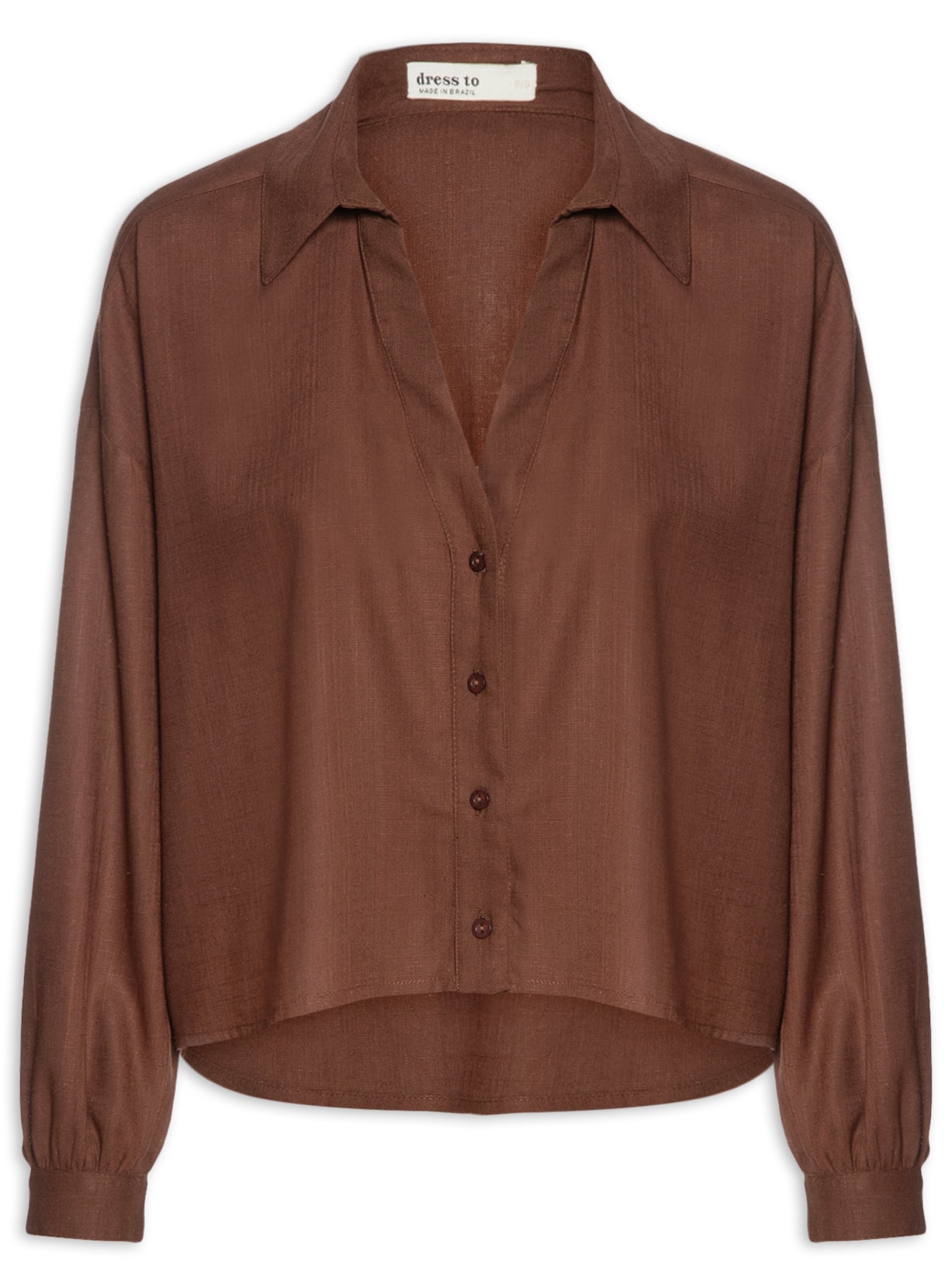 Camisa Feminina Decote V Marrom Dress To