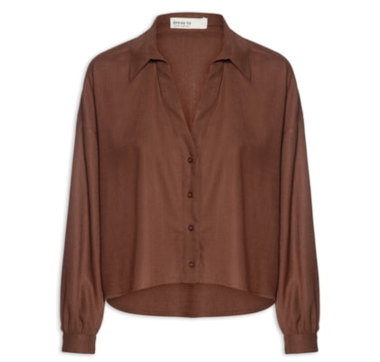 Camisa Feminina Decote V - Marrom