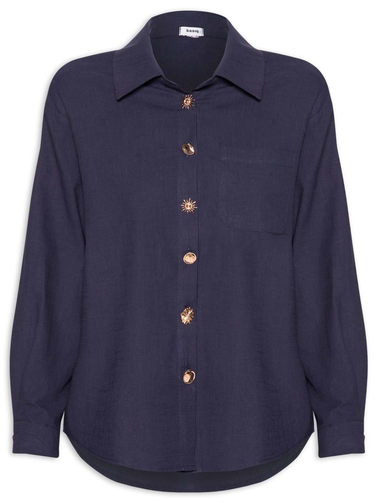 Camisa Feminina Detalhe Botões - Azul