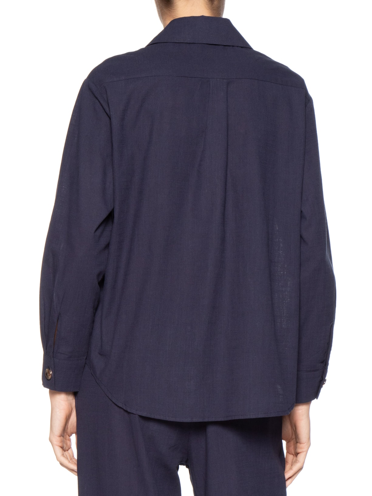 Camisa Feminina Detalhe Botões Azul Basiq