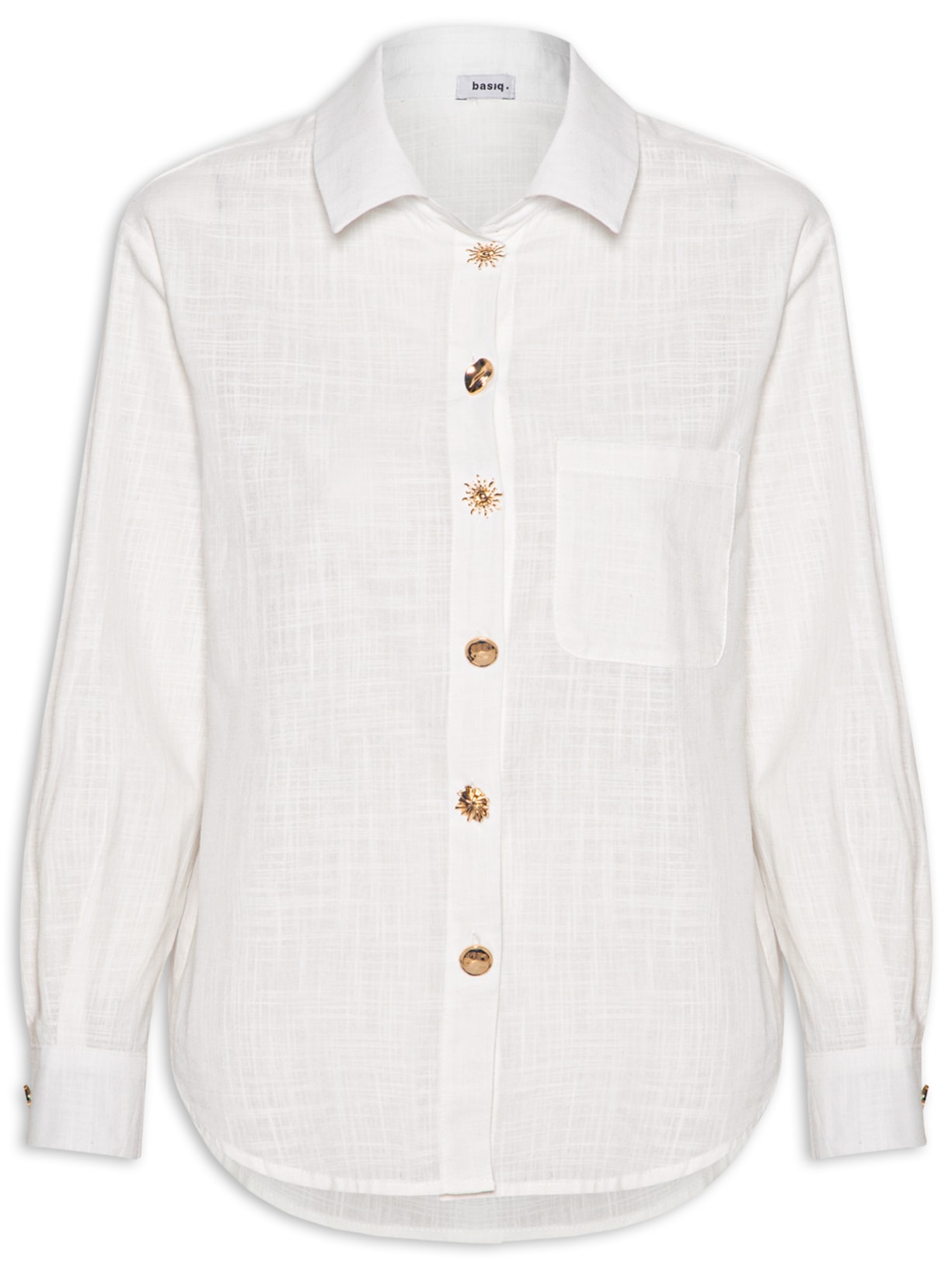 Camisa Feminina Detalhe Botões Branco Basiq