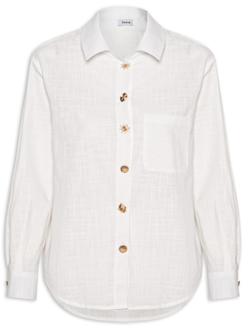 Camisa Feminina Detalhe Botões - Branco
